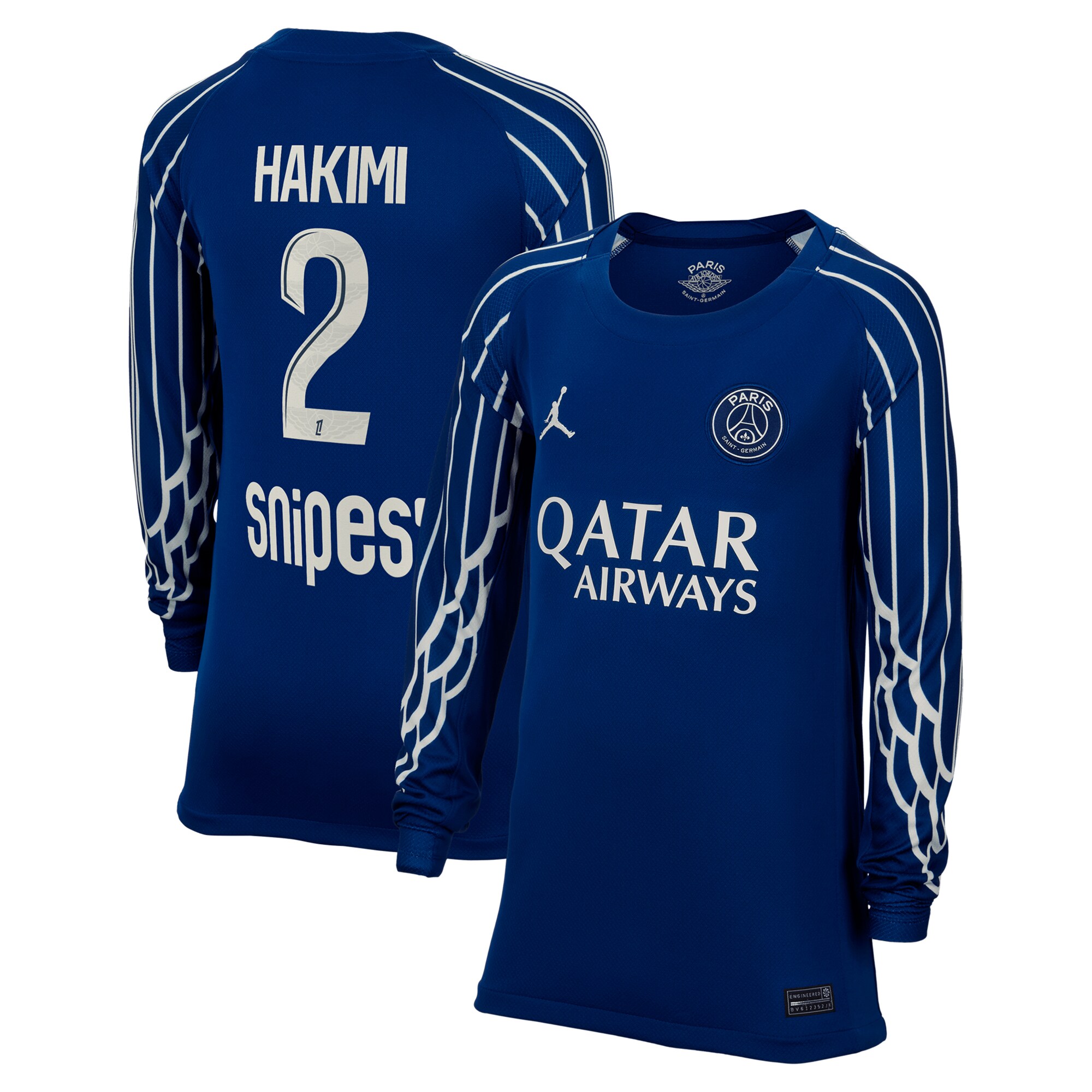 maillot fourth stadium psg jordan 2425 – manches longues – enfant avec flocage hakimi 2 Série | Maillots et Vêtements PSG Exclusifs sur PSG Shop