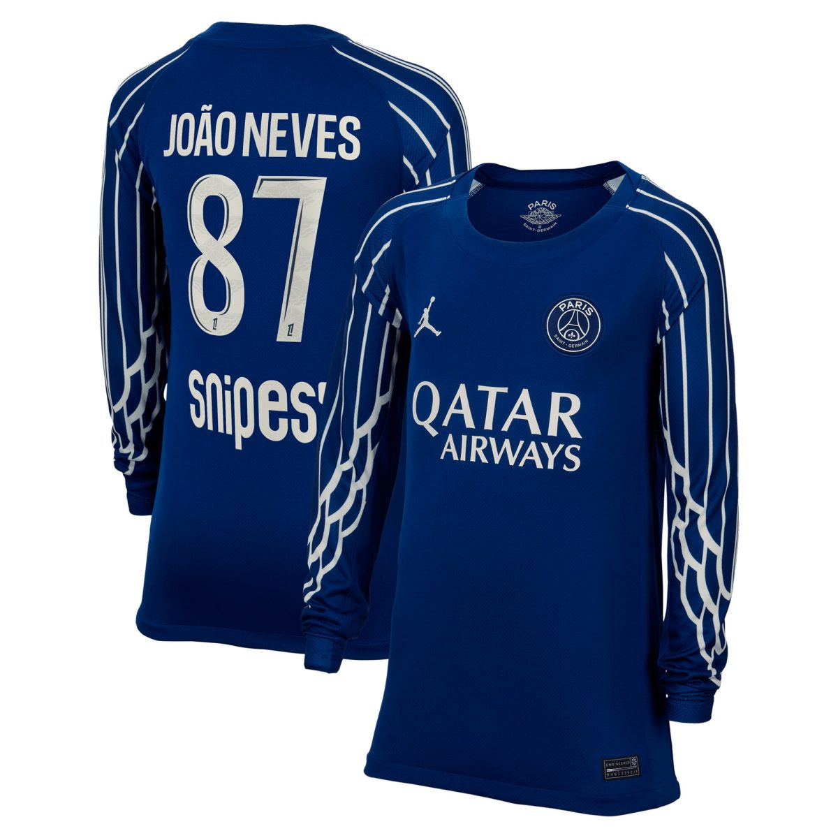 maillot fourth stadium psg jordan 2425 – manches longues – enfant avec flocage joao neves 87 Série | Maillots et Vêtements PSG Exclusifs sur PSG Shop