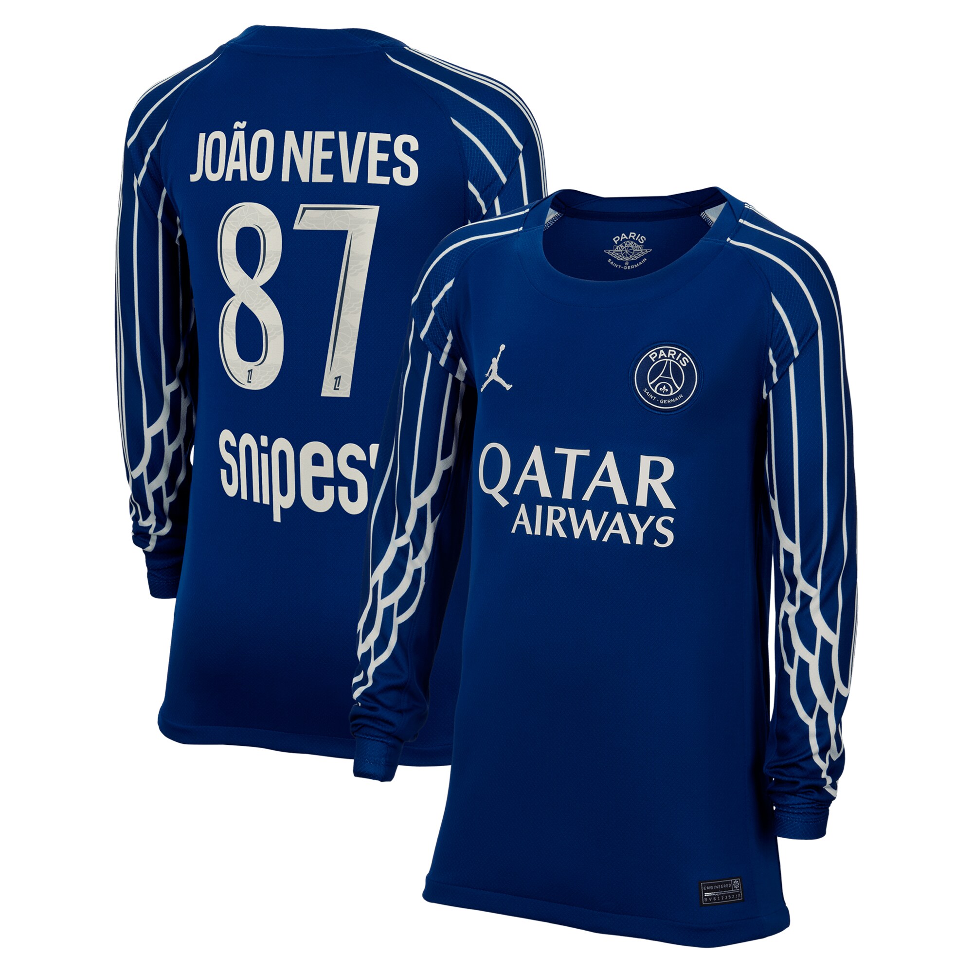 maillot fourth stadium psg jordan 2425 – manches longues – enfant avec flocage joao neves 87 Série | Maillots et Vêtements PSG Exclusifs sur PSG Shop