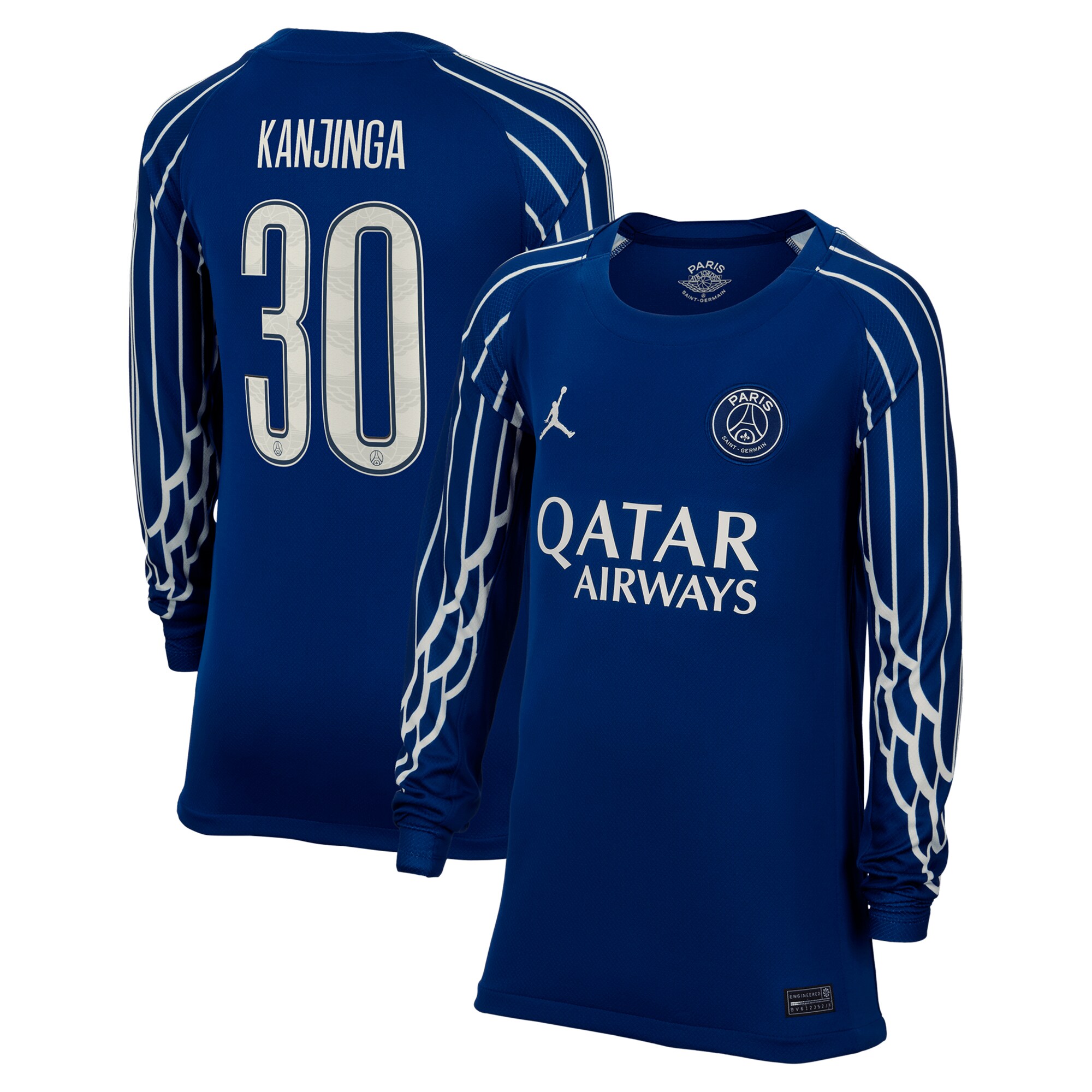 maillot fourth stadium psg jordan 2425 – manches longues – enfant avec flocage kanjinga 30 Série | Maillots et Vêtements PSG Exclusifs sur PSG Shop