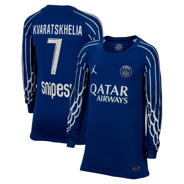 maillot fourth stadium psg jordan 2425 – manches longues – enfant avec flocage kvaratskhelia 7 Série | Maillots et Vêtements PSG Exclusifs sur PSG Shop
