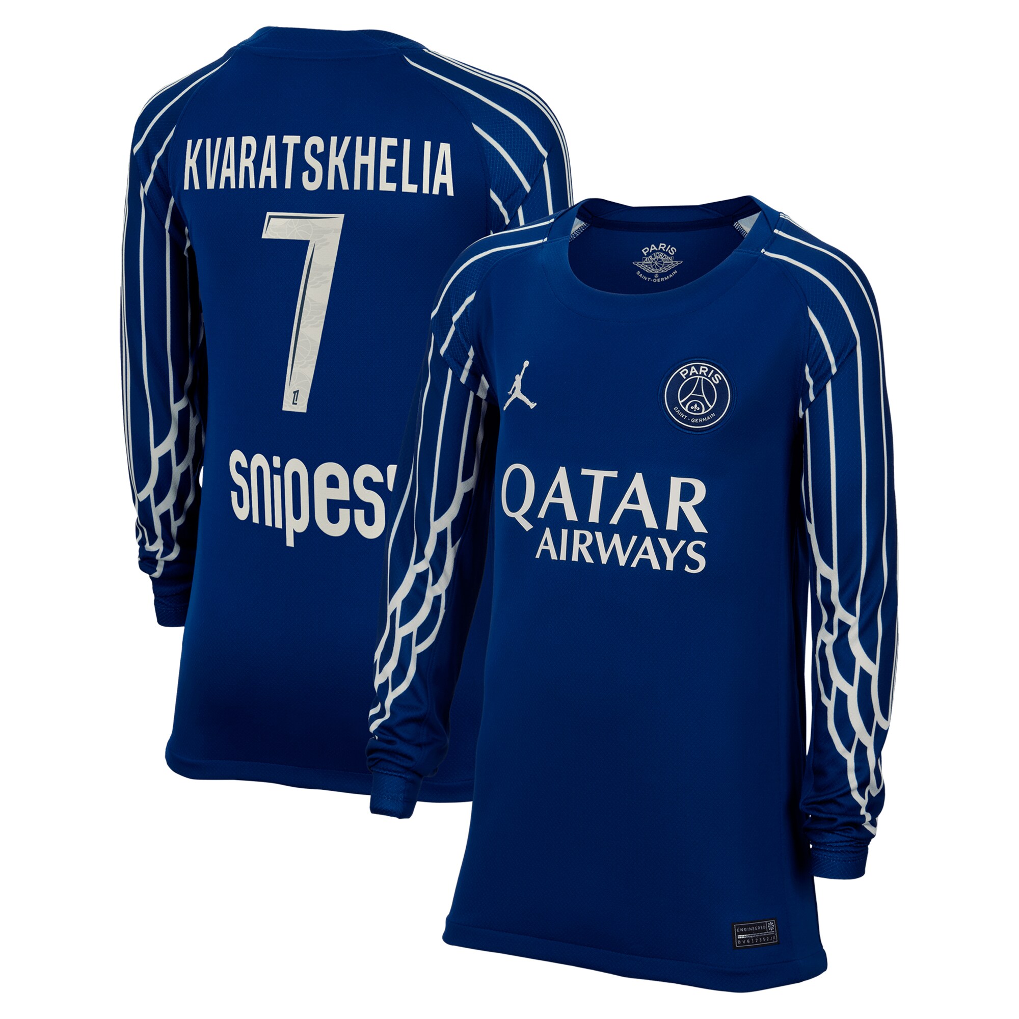 maillot fourth stadium psg jordan 2425 – manches longues – enfant avec flocage kvaratskhelia 7 Série | Maillots et Vêtements PSG Exclusifs sur PSG Shop