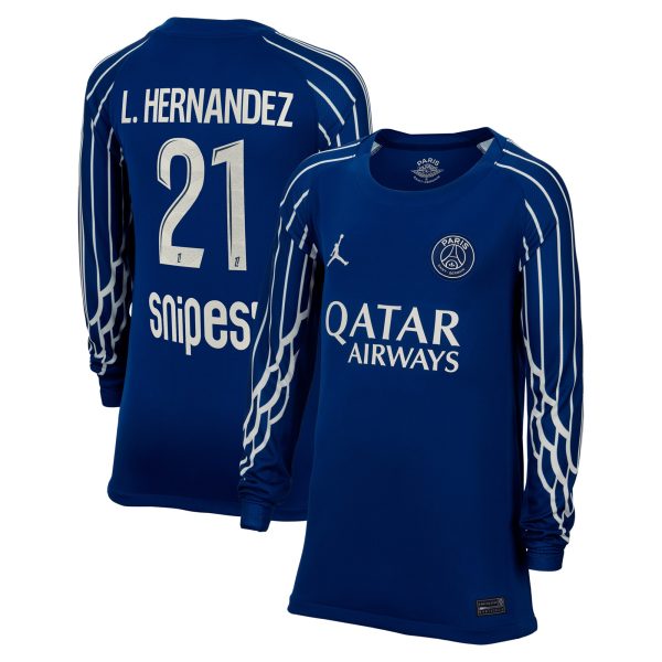 maillot fourth stadium psg jordan 2425 – manches longues – enfant avec flocage l.hernandez 21 Série | Maillots et Vêtements PSG Exclusifs sur PSG Shop