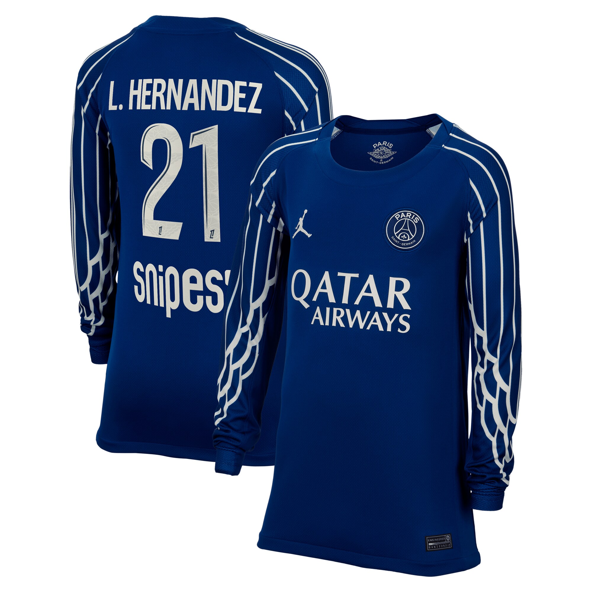 maillot fourth stadium psg jordan 2425 – manches longues – enfant avec flocage l.hernandez 21 Série | Maillots et Vêtements PSG Exclusifs sur PSG Shop
