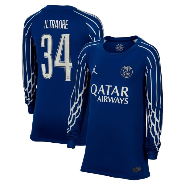 maillot fourth stadium psg jordan 2425 – manches longues – enfant avec flocage n.traore 34 Série | Maillots et Vêtements PSG Exclusifs sur PSG Shop