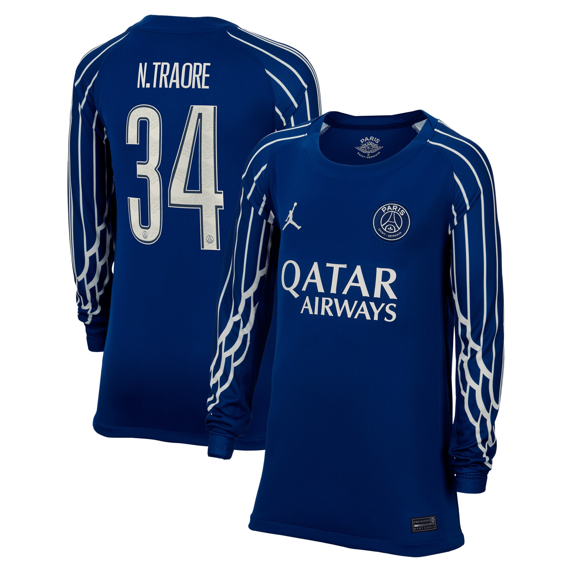 maillot fourth stadium psg jordan 2425 – manches longues – enfant avec flocage n.traore 34 Série | Maillots et Vêtements PSG Exclusifs sur PSG Shop