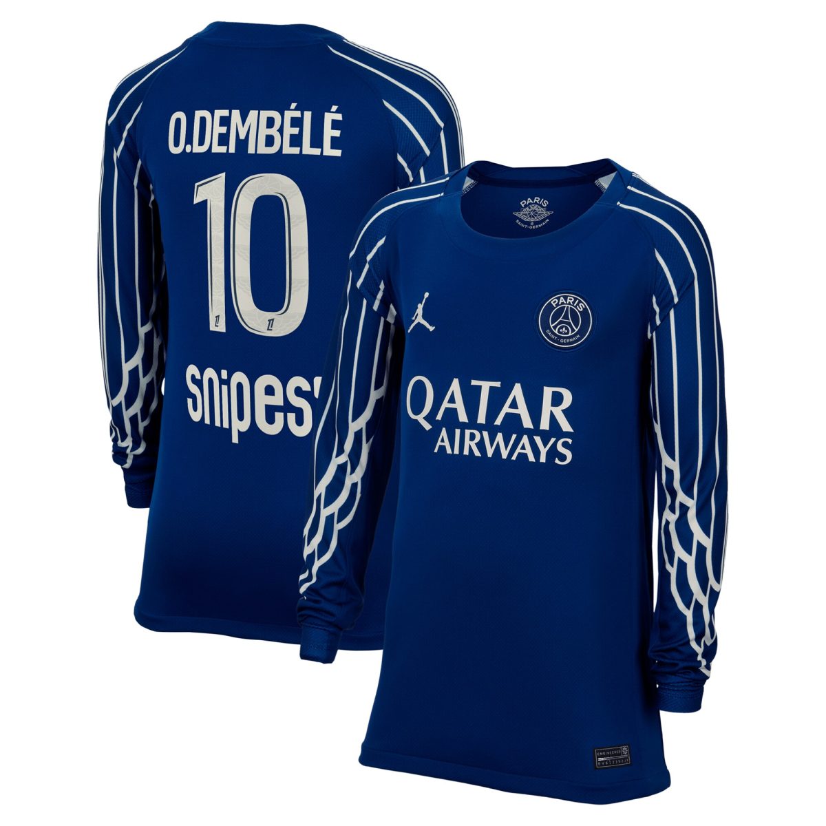 maillot fourth stadium psg jordan 2425 – manches longues – enfant avec flocage o.dembele 10 Série | Maillots et Vêtements PSG Exclusifs sur PSG Shop
