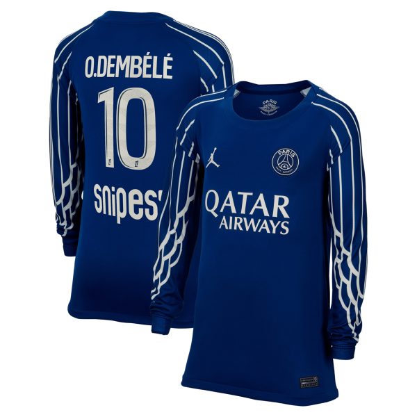 maillot fourth stadium psg jordan 2425 – manches longues – enfant avec flocage o.dembele 10 Série | Maillots et Vêtements PSG Exclusifs sur PSG Shop
