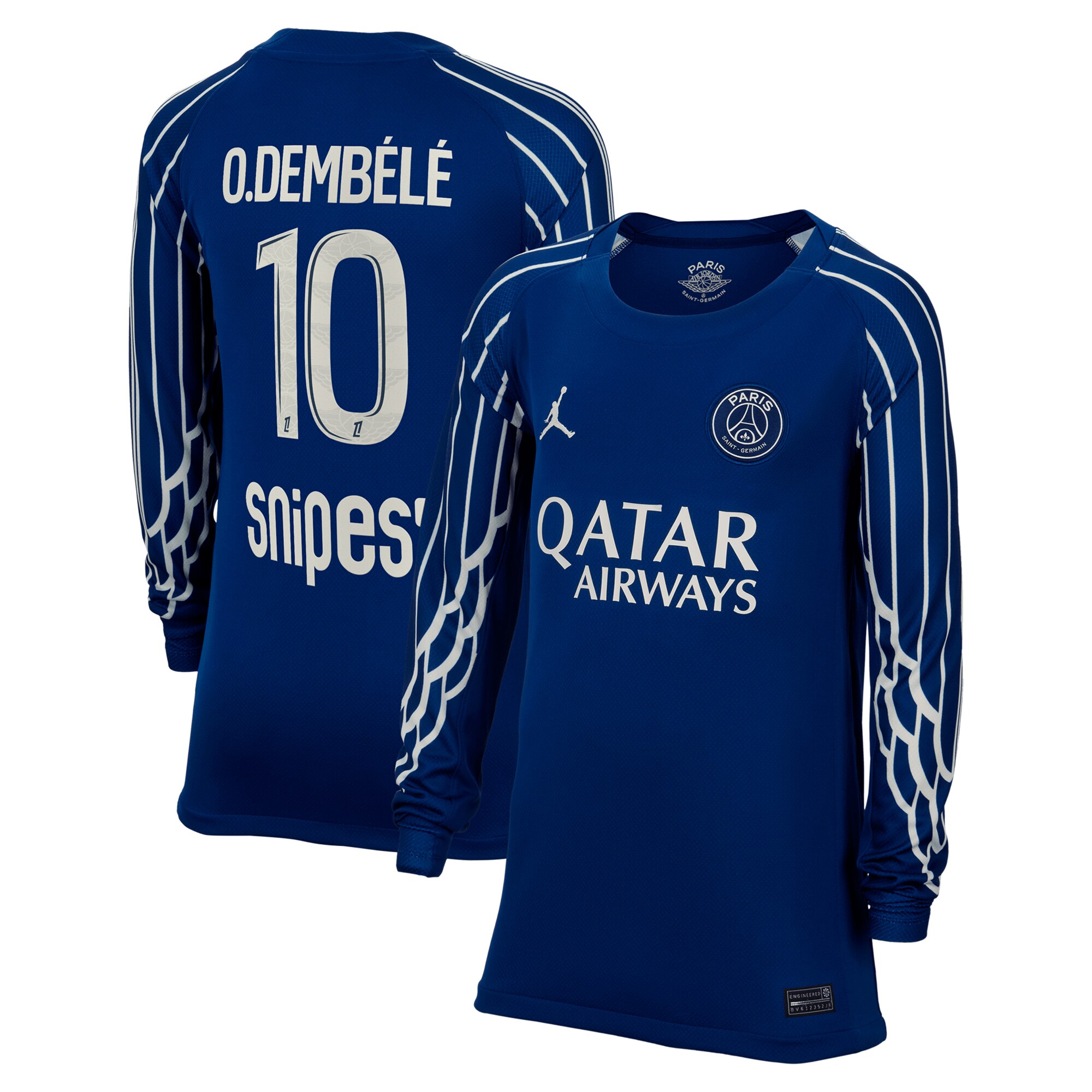 maillot fourth stadium psg jordan 2425 – manches longues – enfant avec flocage o.dembele 10 Série | Maillots et Vêtements PSG Exclusifs sur PSG Shop