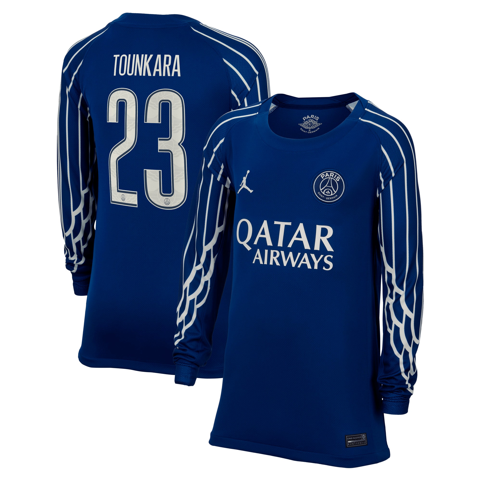 maillot fourth stadium psg jordan 2425 – manches longues – enfant avec flocage tounkara 23 Série | Maillots et Vêtements PSG Exclusifs sur PSG Shop