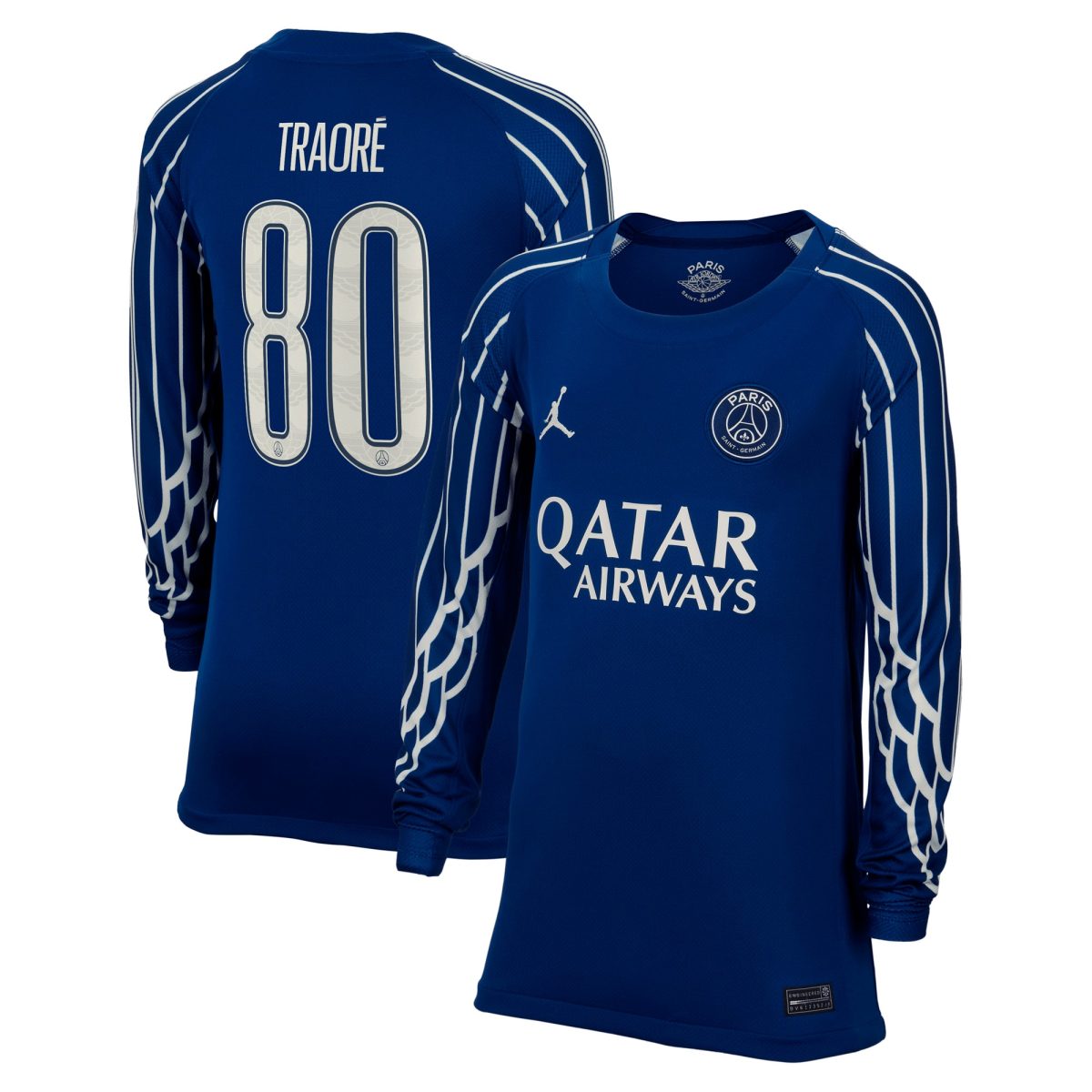 maillot fourth stadium psg jordan 2425 – manches longues – enfant avec flocage traore 80 Série | Maillots et Vêtements PSG Exclusifs sur PSG Shop