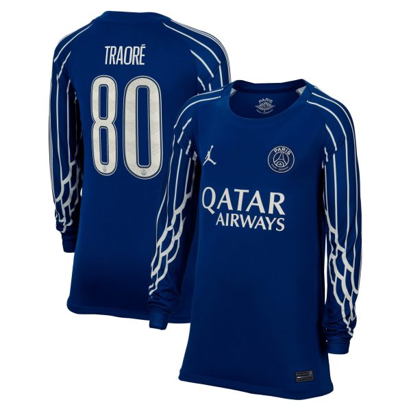 maillot fourth stadium psg jordan 2425 – manches longues – enfant avec flocage traore 80 Série | Maillots et Vêtements PSG Exclusifs sur PSG Shop