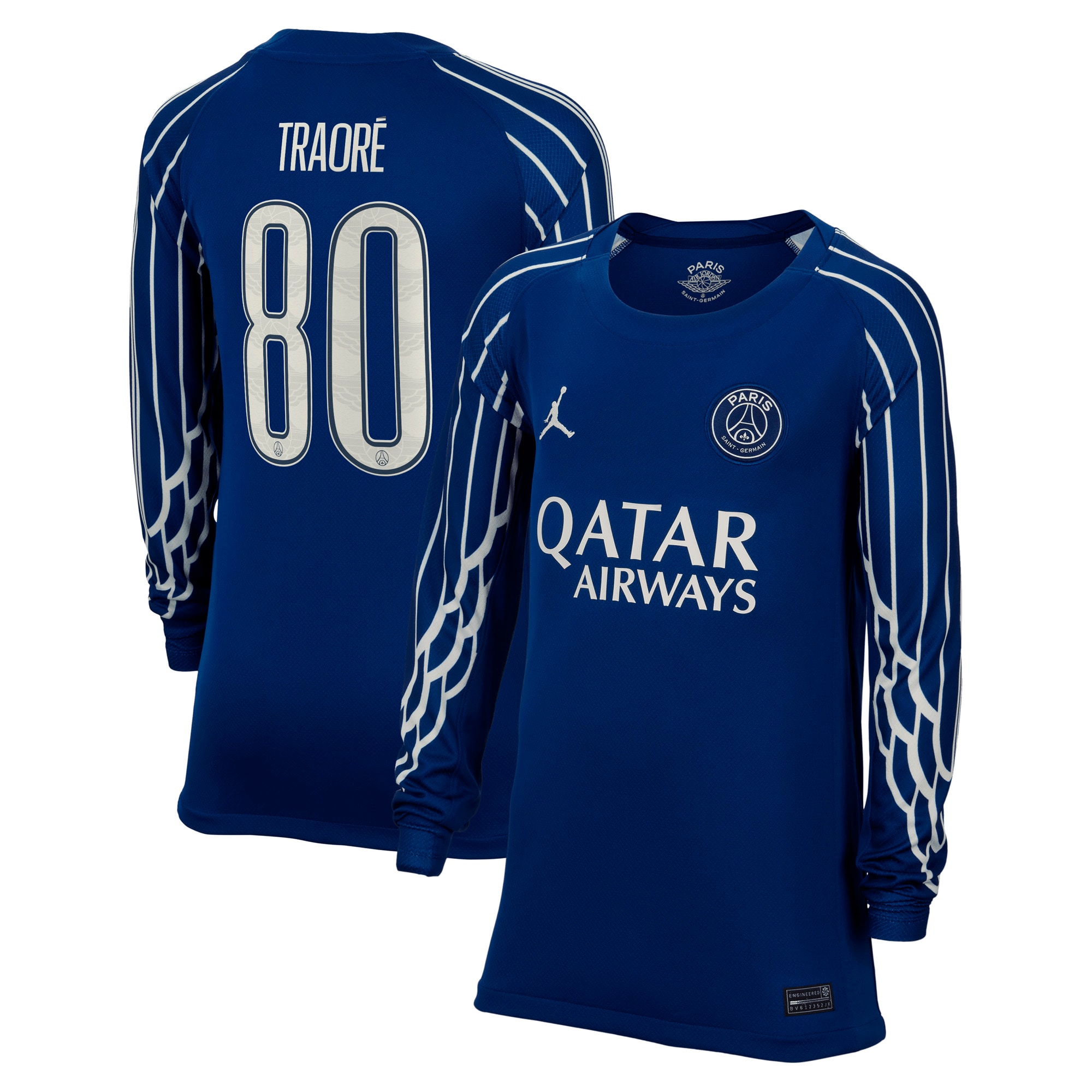maillot fourth stadium psg jordan 2425 – manches longues – enfant avec flocage traore 80 Série | Maillots et Vêtements PSG Exclusifs sur PSG Shop