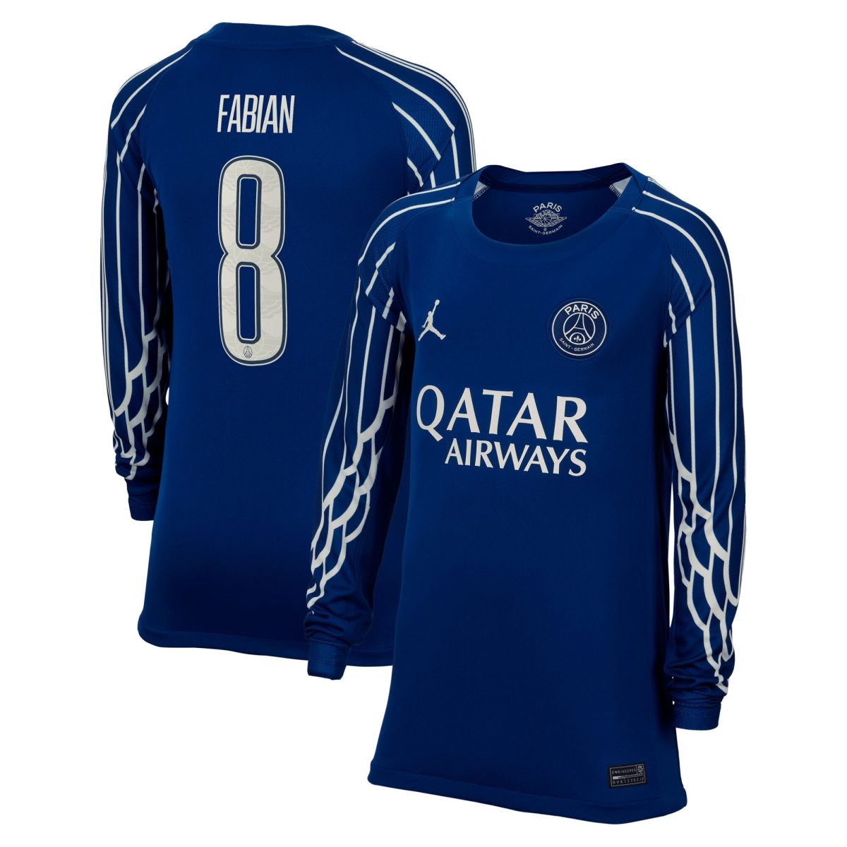 maillot fourth stadium psg jordan 2425 – manches longues – enfant – flocage coupe fabian 8 Série | Maillots et Vêtements PSG Exclusifs sur PSG Shop