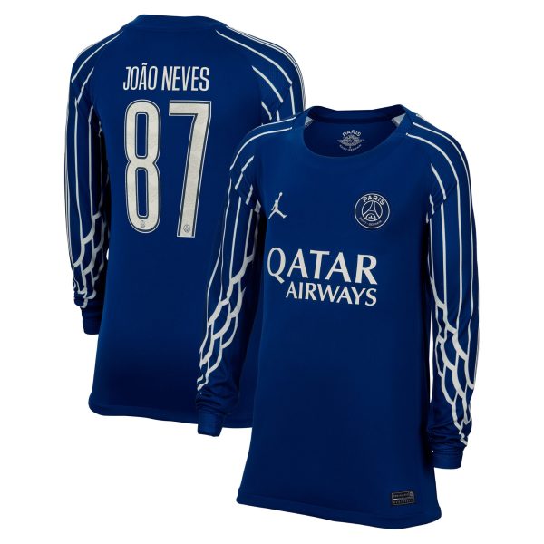 maillot fourth stadium psg jordan 2425 – manches longues – enfant – flocage coupe joao neves 87 Série | Maillots et Vêtements PSG Exclusifs sur PSG Shop