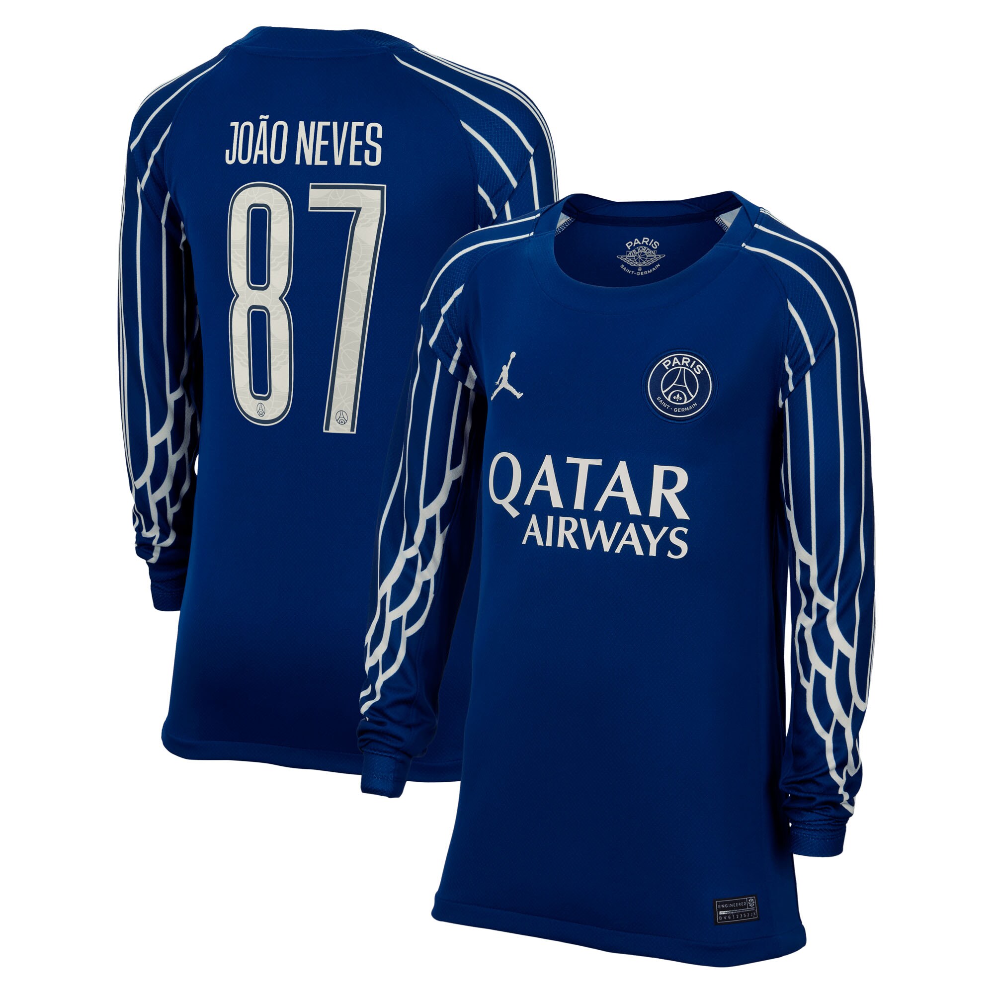 maillot fourth stadium psg jordan 2425 – manches longues – enfant – flocage coupe joao neves 87 Série | Maillots et Vêtements PSG Exclusifs sur PSG Shop