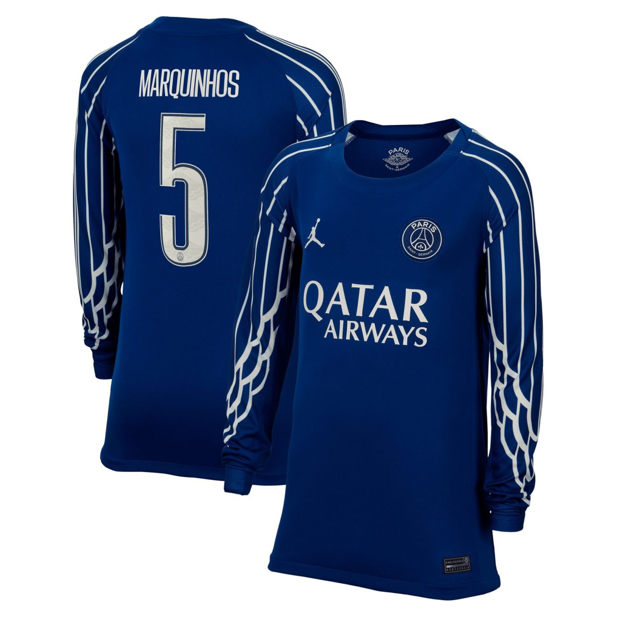 maillot fourth stadium psg jordan 2425 – manches longues – enfant – flocage coupe marquinhos 5 Série | Maillots et Vêtements PSG Exclusifs sur PSG Shop