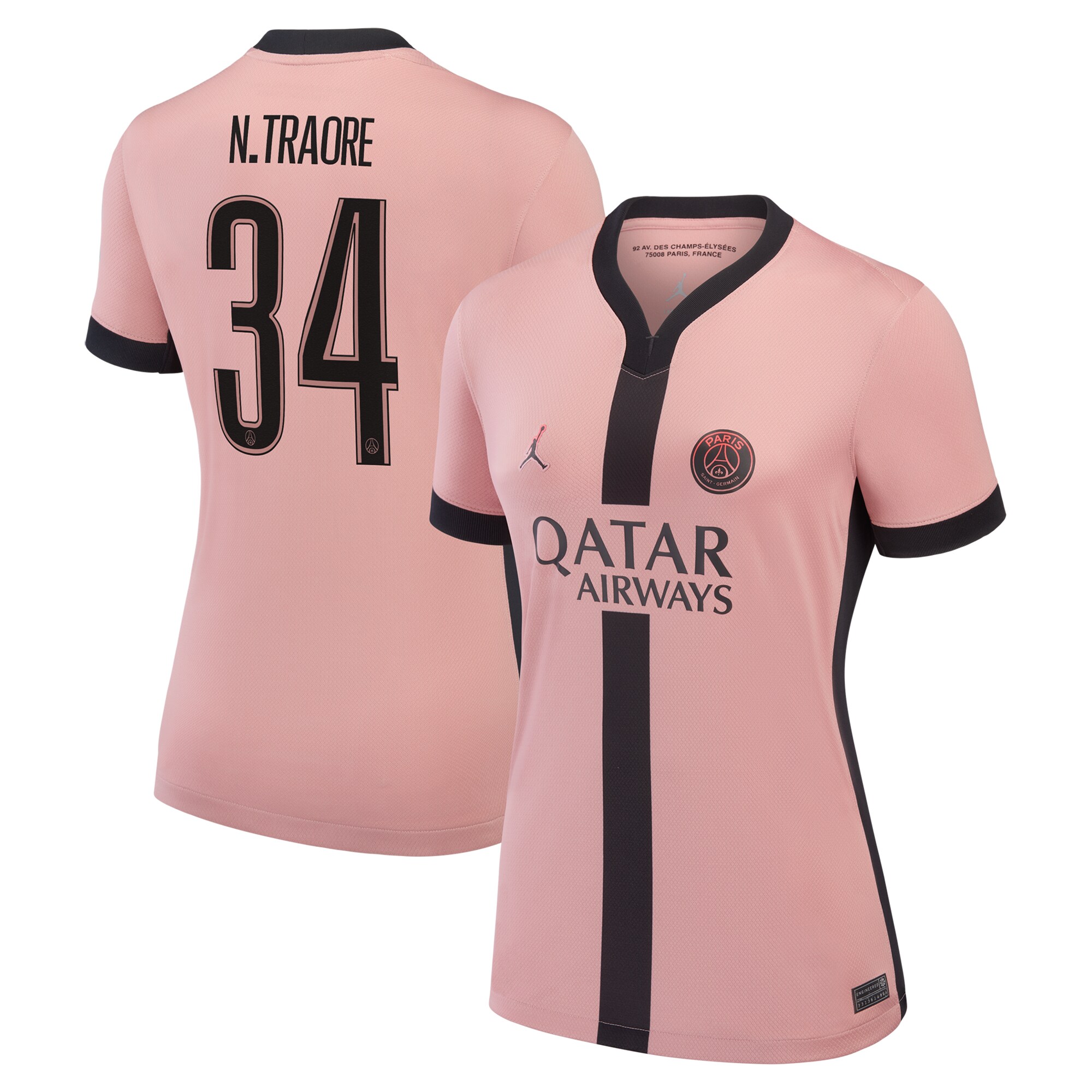 maillot psg jordan third stadium 2024-25 – femme avec flocage n.traore 34 Série | Maillots et Vêtements PSG Exclusifs sur PSG Shop