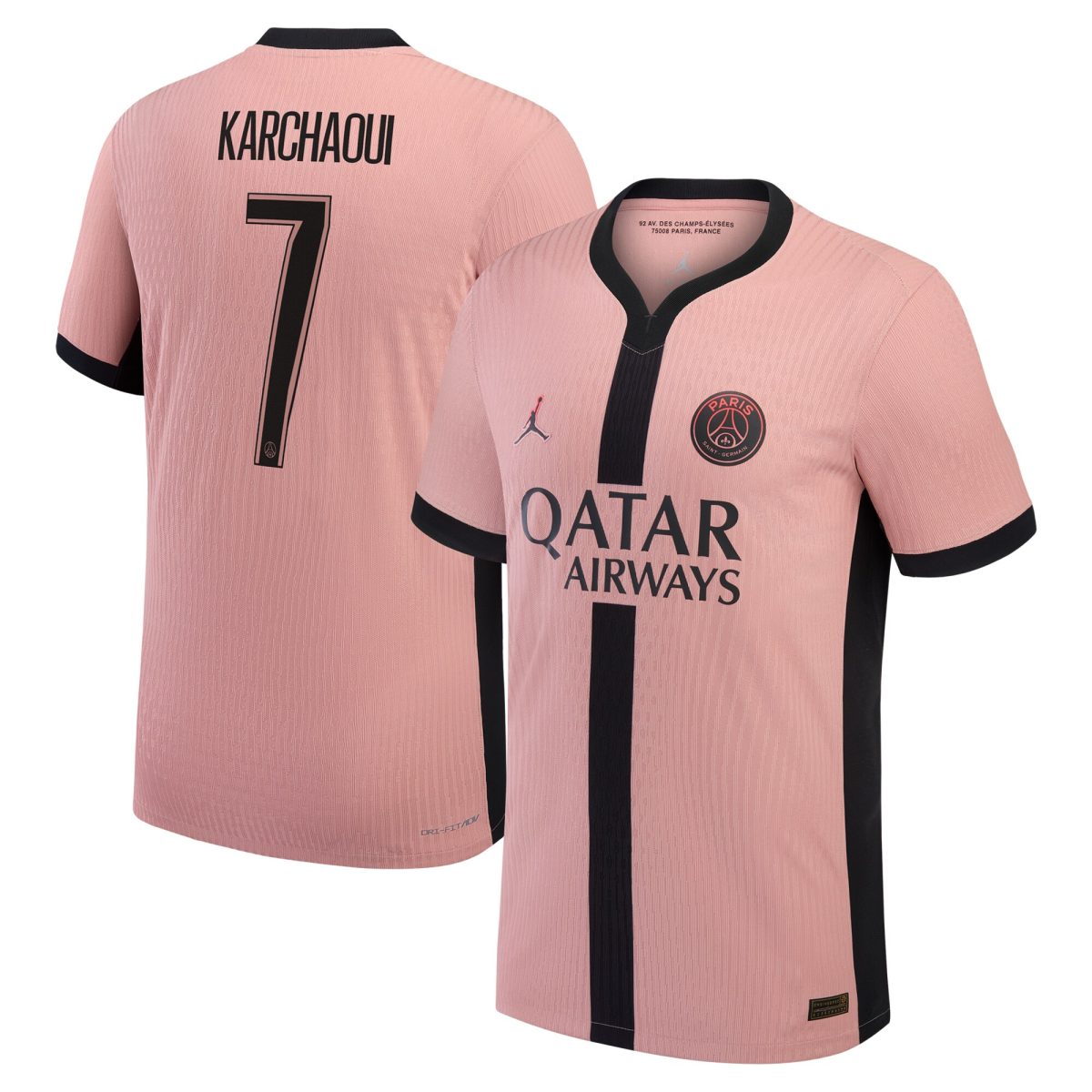 maillot third match psg jordan dri-fit adv 2425 avec flocage karchaoui 7 Série | Maillots et Vêtements PSG Exclusifs sur PSG Shop