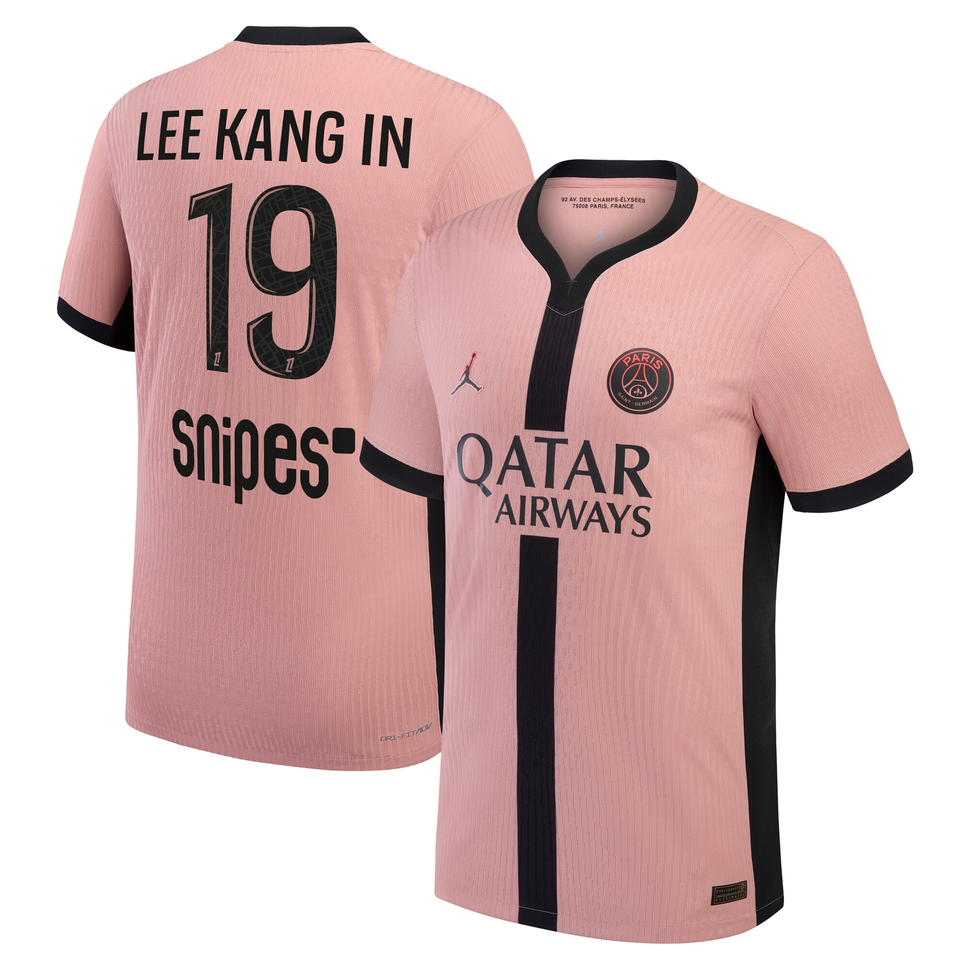 maillot third match psg jordan dri-fit adv 2425 avec flocage lee kang in 19 Série | Maillots et Vêtements PSG Exclusifs sur PSG Shop