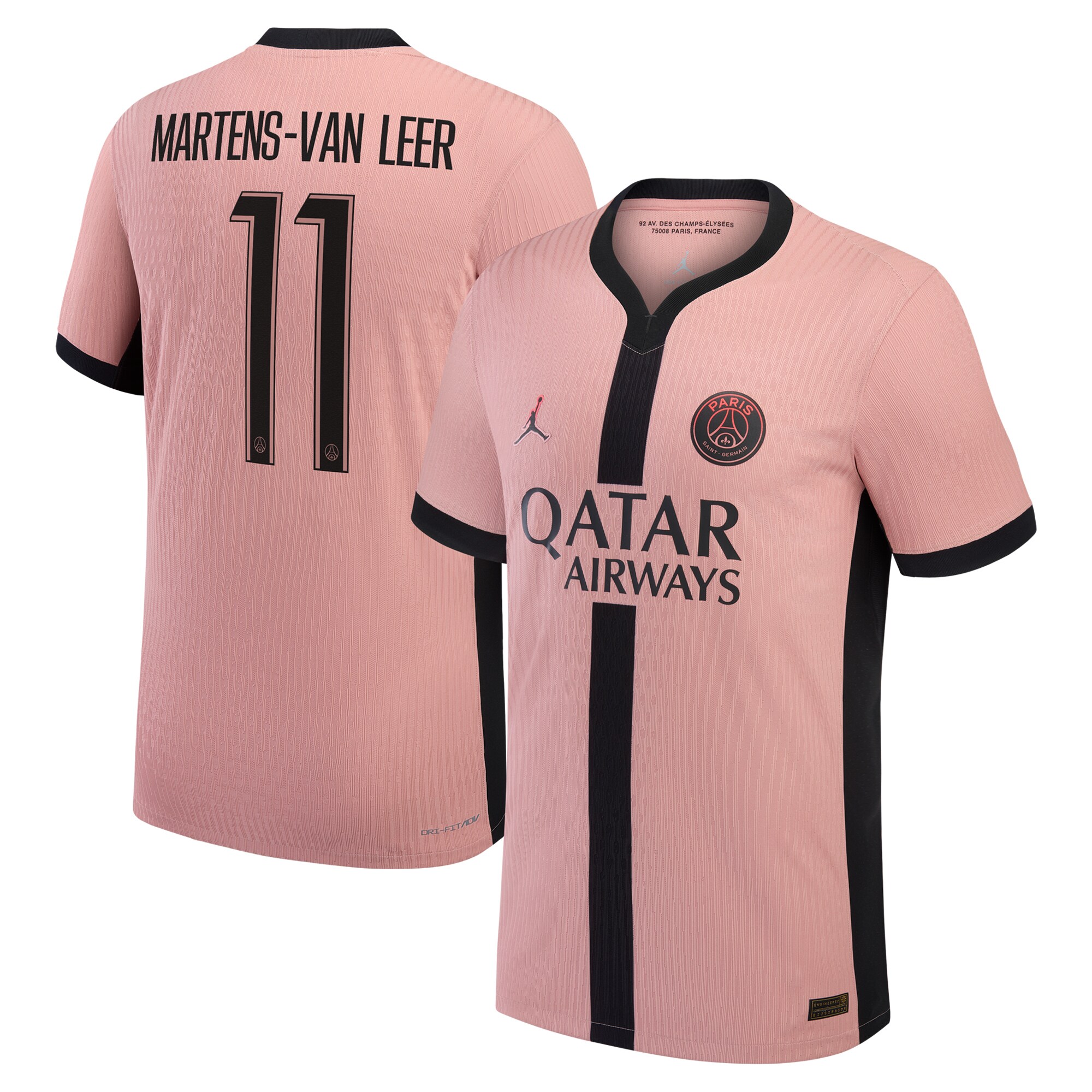 maillot third match psg jordan dri-fit adv 2425 avec flocage martens-van leer 11 Série | Maillots et Vêtements PSG Exclusifs sur PSG Shop