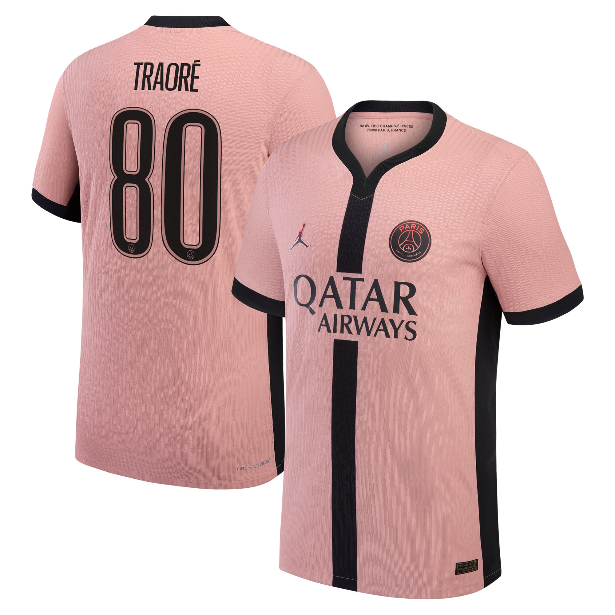 maillot third match psg jordan dri-fit adv 2425 avec flocage traore 80 Série | Maillots et Vêtements PSG Exclusifs sur PSG Shop