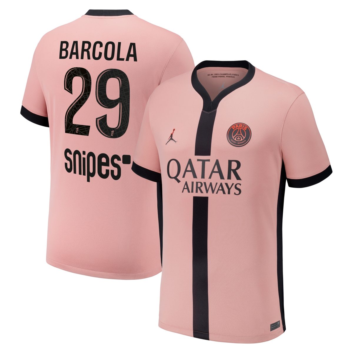 maillot third stadium psg jordan 2425 avec flocage barcola 29 Série | Maillots et Vêtements PSG Exclusifs sur PSG Shop