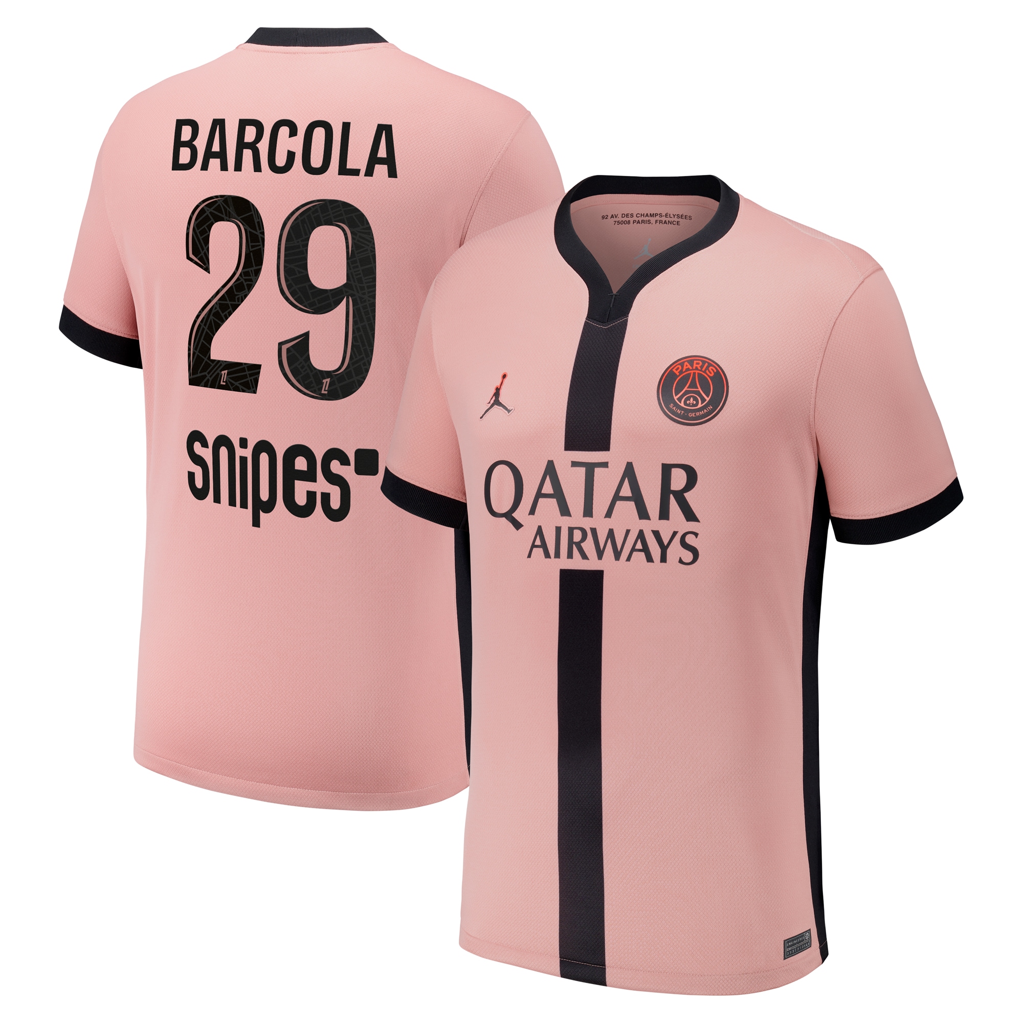 maillot third stadium psg jordan 2425 avec flocage barcola 29 Série | Maillots et Vêtements PSG Exclusifs sur PSG Shop