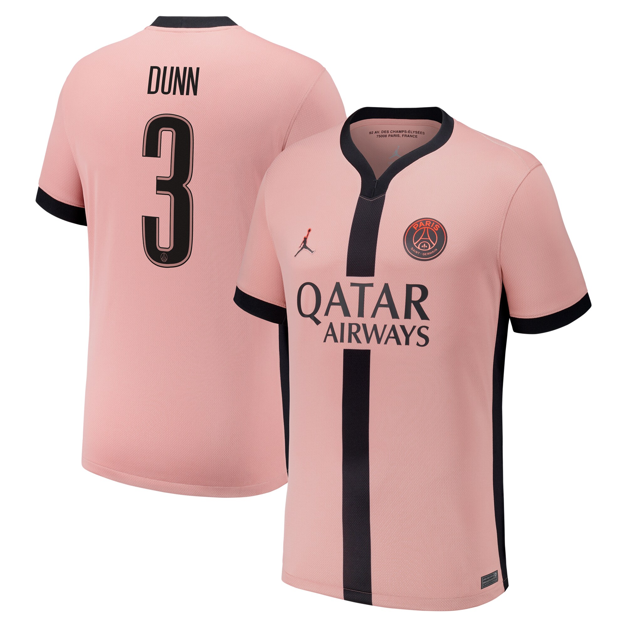maillot third stadium psg jordan 2425 avec flocage dunn 3 Série | Maillots et Vêtements PSG Exclusifs sur PSG Shop