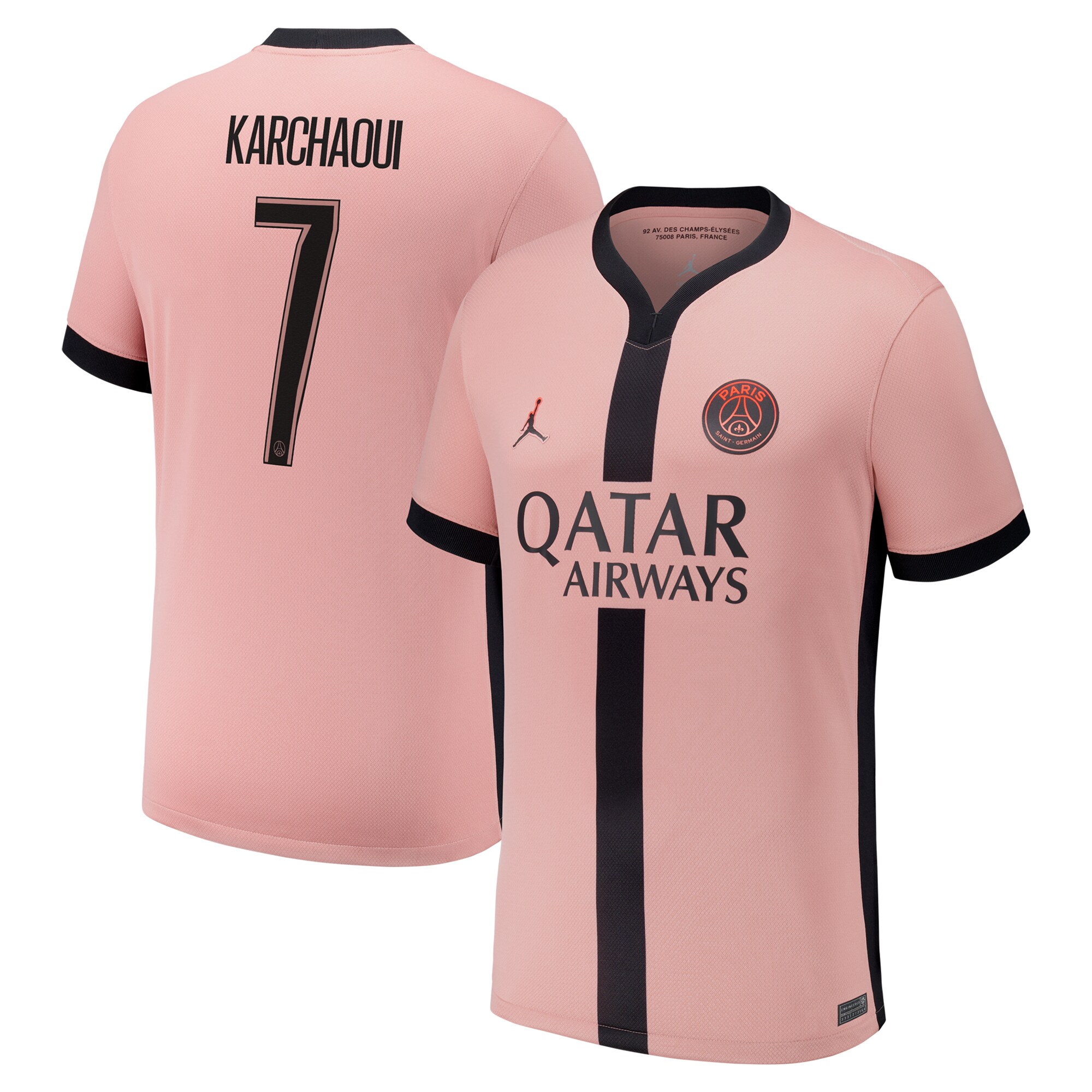 maillot third stadium psg jordan 2425 avec flocage karchaoui 7 Série | Maillots et Vêtements PSG Exclusifs sur PSG Shop