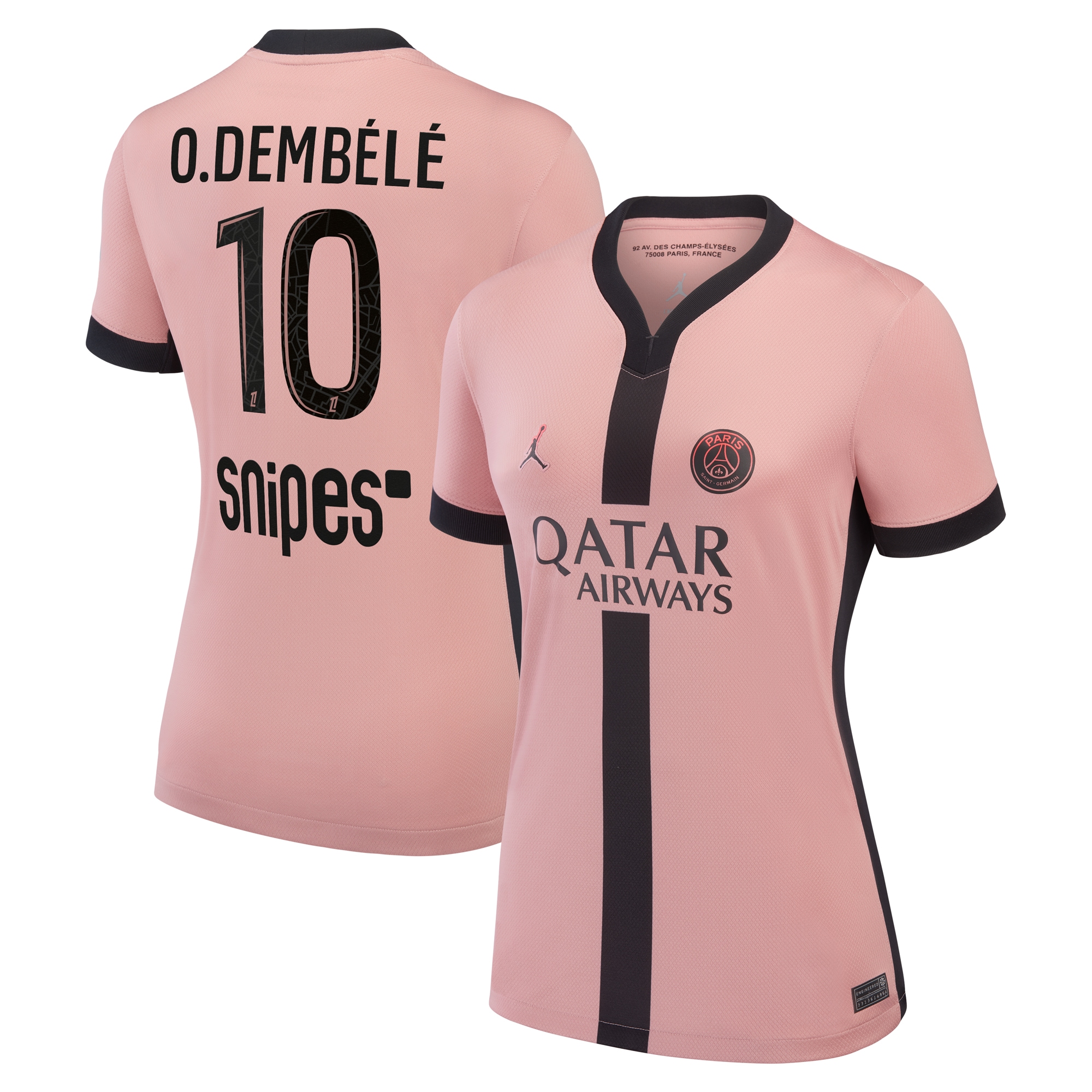 maillot third stadium psg jordan 2425 – femme avec flocage o.dembele 10 Série | Maillots et Vêtements PSG Exclusifs sur PSG Shop