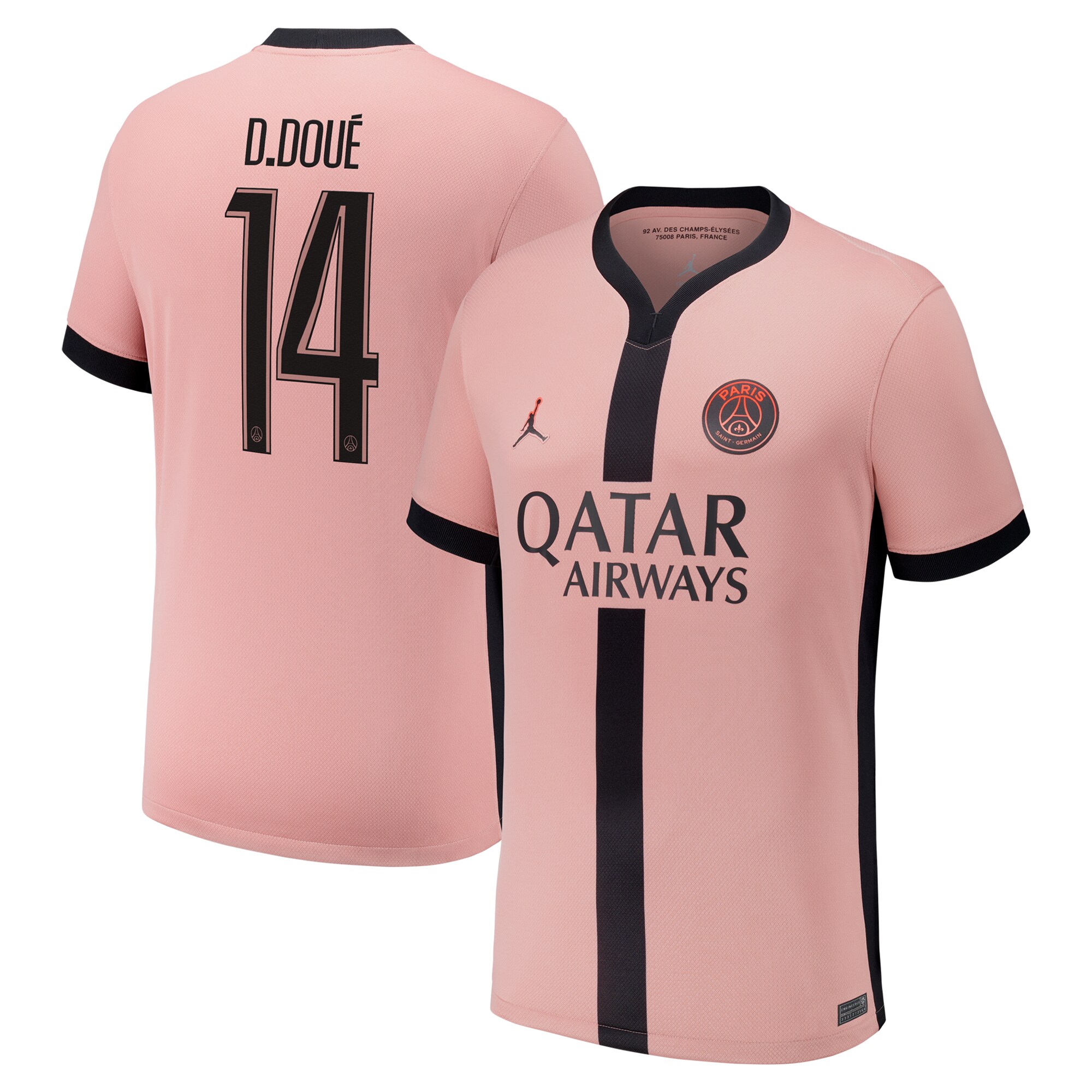 maillot third stadium psg jordan 2425 – flocage coupe d.doue 14 Série | Maillots et Vêtements PSG Exclusifs sur PSG Shop