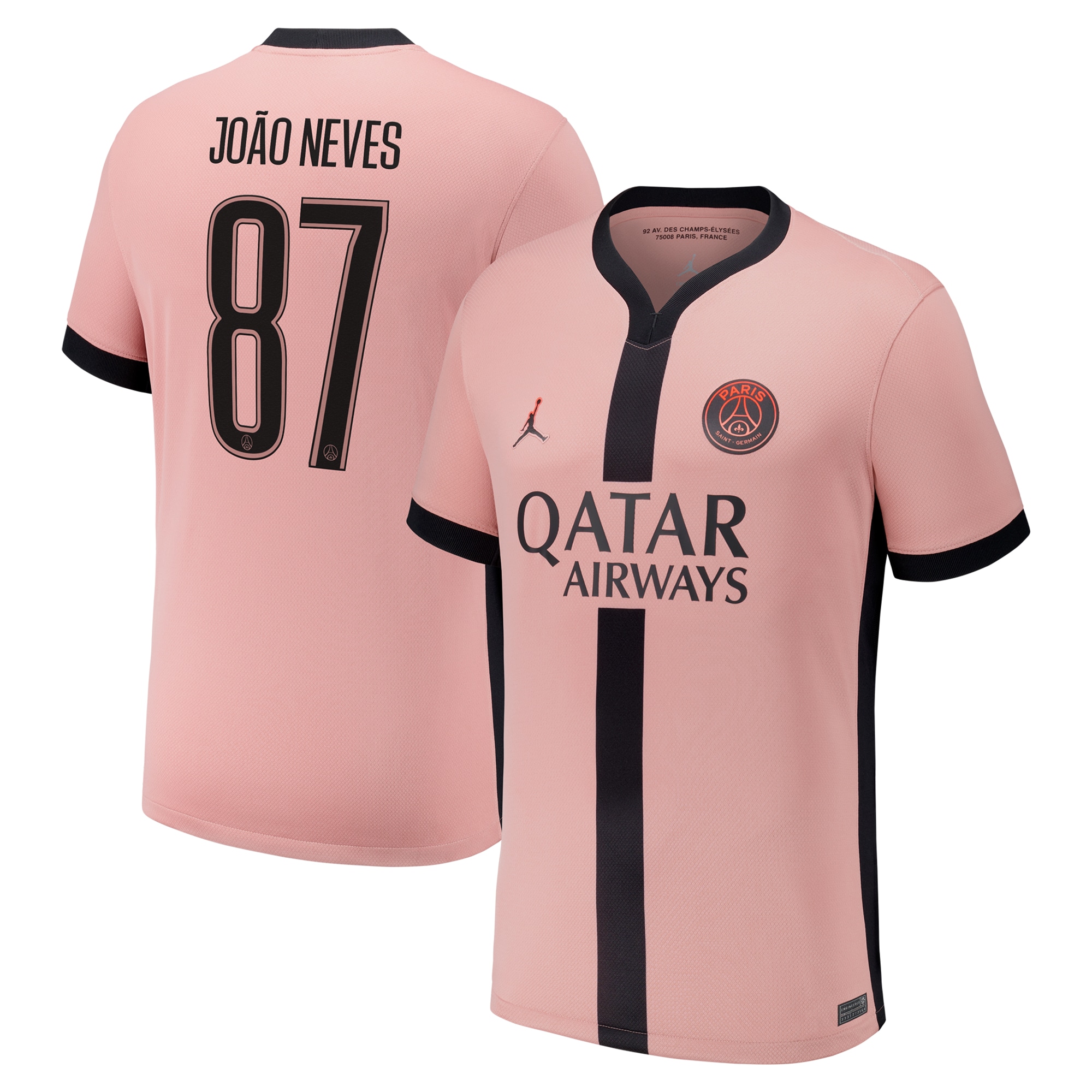 maillot third stadium psg jordan 2425 – flocage coupe joao neves 87 Série | Maillots et Vêtements PSG Exclusifs sur PSG Shop