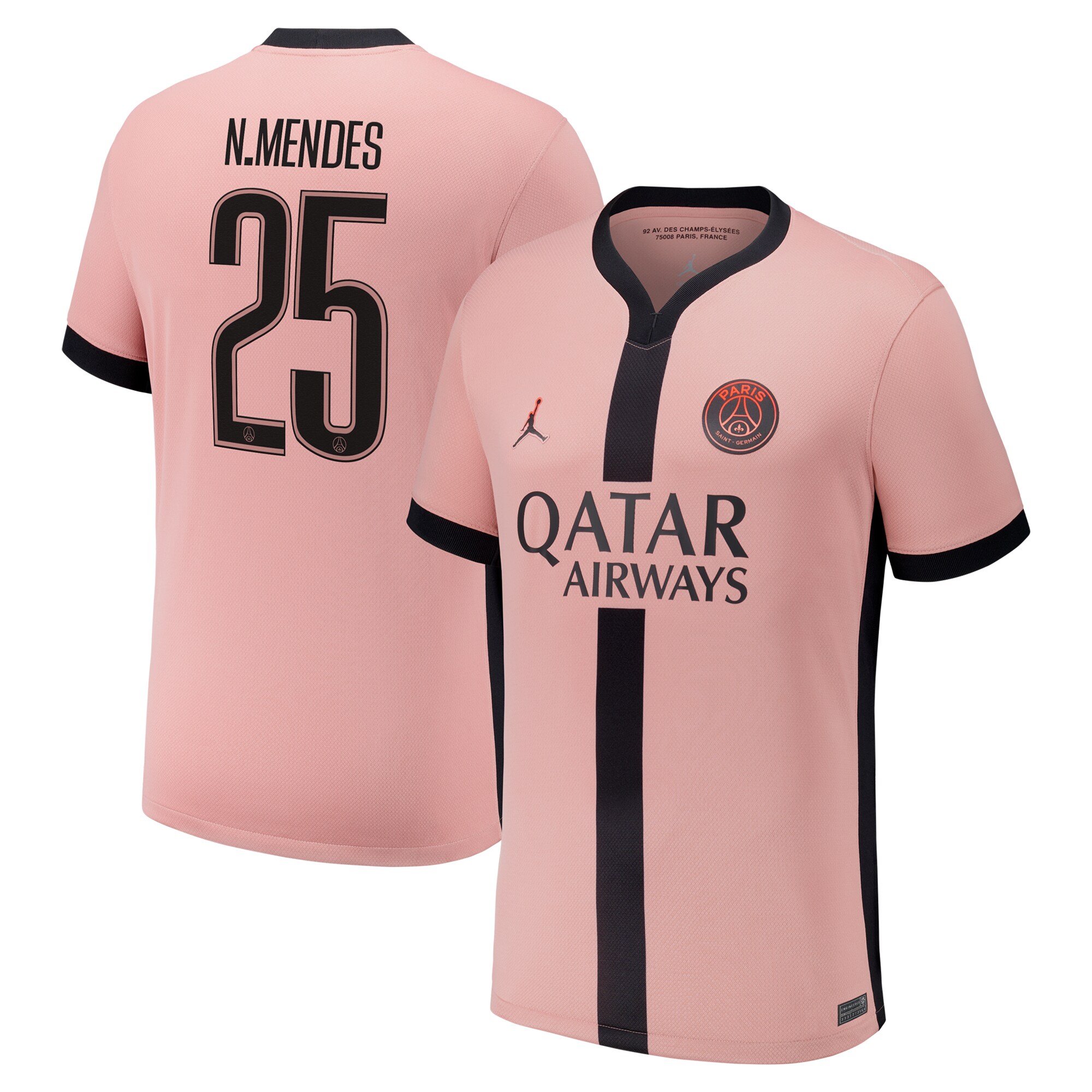 maillot third stadium psg jordan 2425 – flocage coupe n.mendes 25 Série | Maillots et Vêtements PSG Exclusifs sur PSG Shop