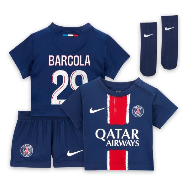 tenue domicile psg nike 2425 – bebe avec flocage barcola 29 Série | Maillots et Vêtements PSG Exclusifs sur PSG Shop