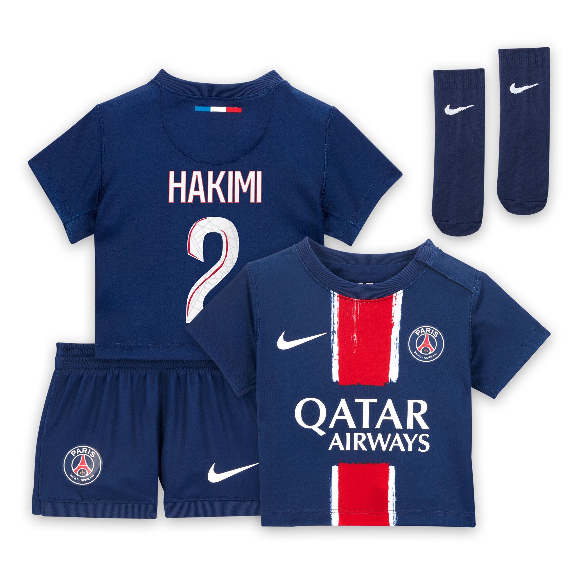tenue domicile psg nike 2425 – bebe avec flocage hakimi 2 Série | Maillots et Vêtements PSG Exclusifs sur PSG Shop