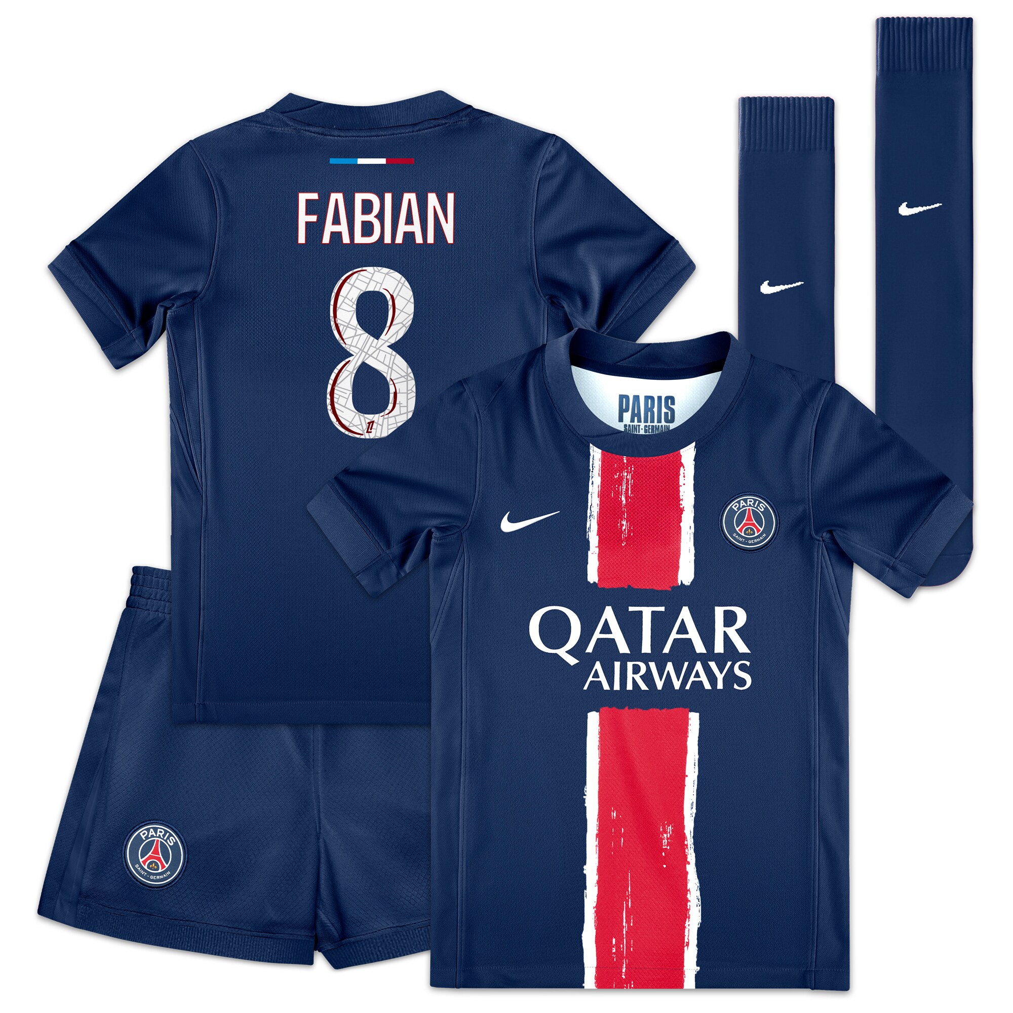 tenue domicile psg nike 2425 – jeune enfant avec flocage fabian 8 Série | Maillots et Vêtements PSG Exclusifs sur PSG Shop