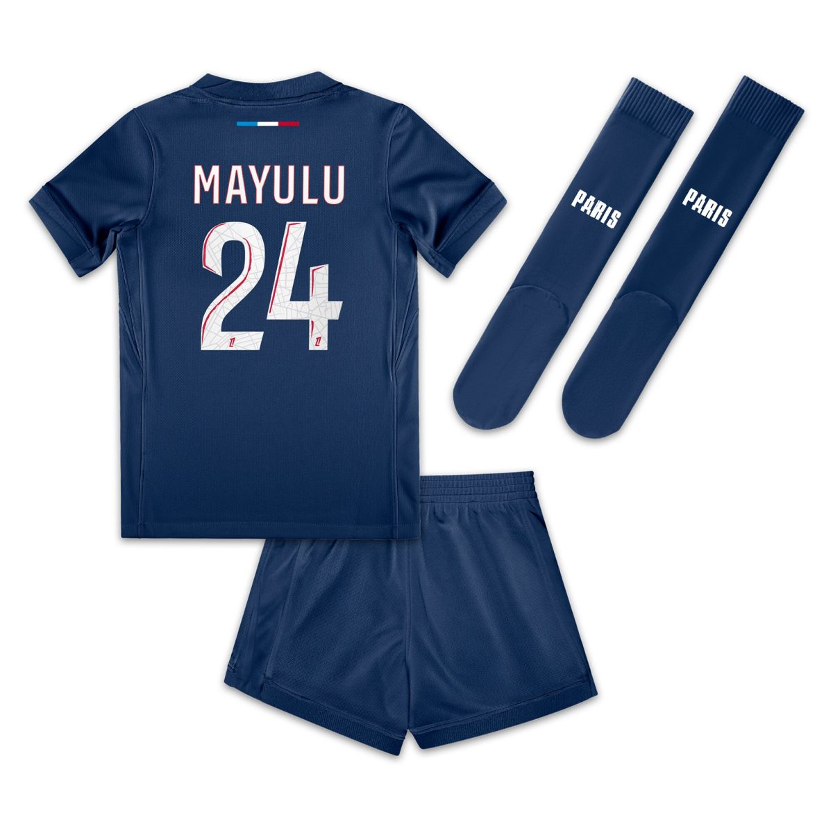 tenue domicile psg nike 2425 – jeune enfant avec flocage mayulu 24 Série | Maillots et Vêtements PSG Exclusifs sur PSG Shop
