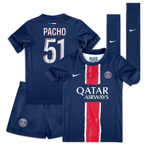 tenue domicile psg nike 2425 – jeune enfant avec flocage pacho 51 Série | Maillots et Vêtements PSG Exclusifs sur PSG Shop
