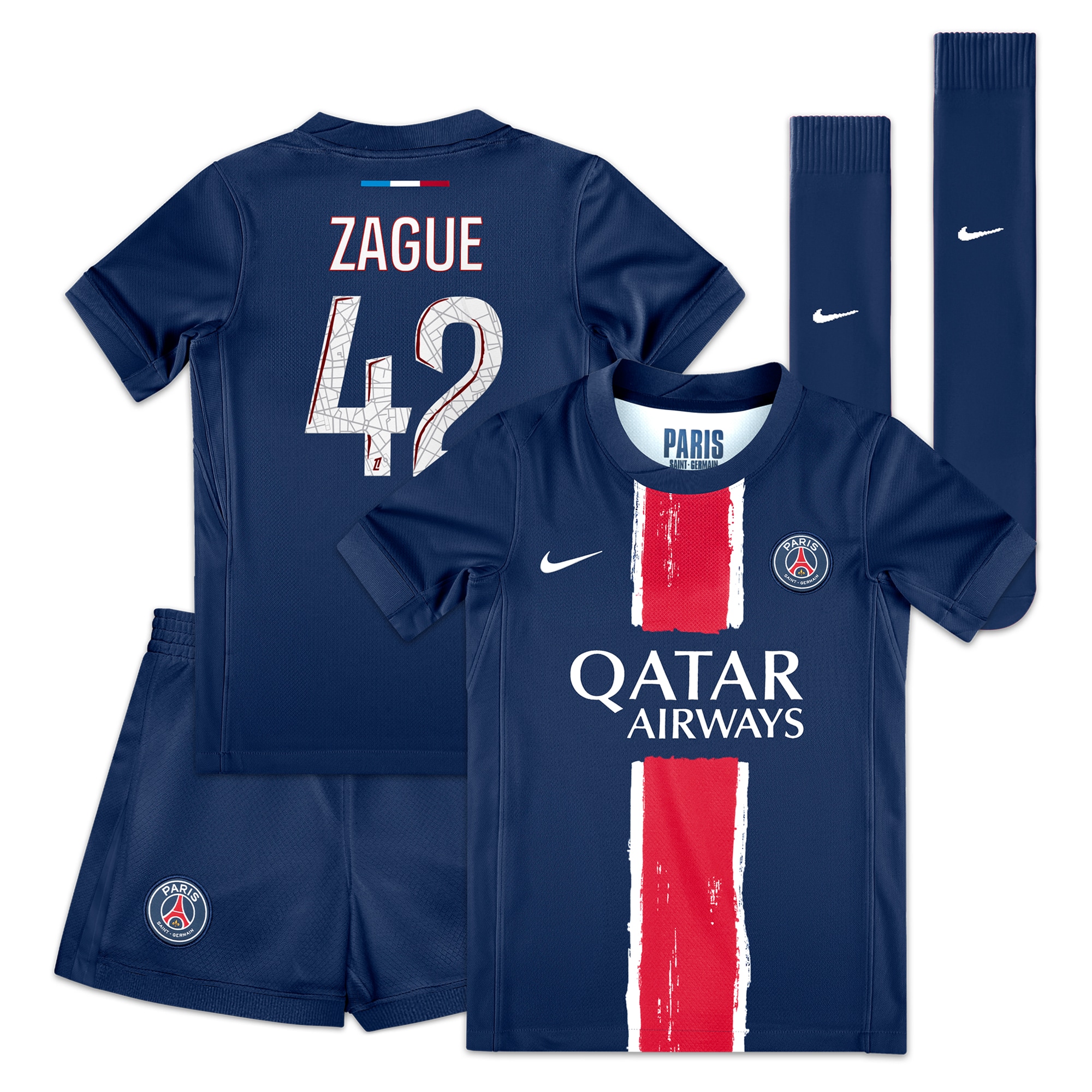 tenue domicile psg nike 2425 – jeune enfant avec flocage zague 42 Série | Maillots et Vêtements PSG Exclusifs sur PSG Shop