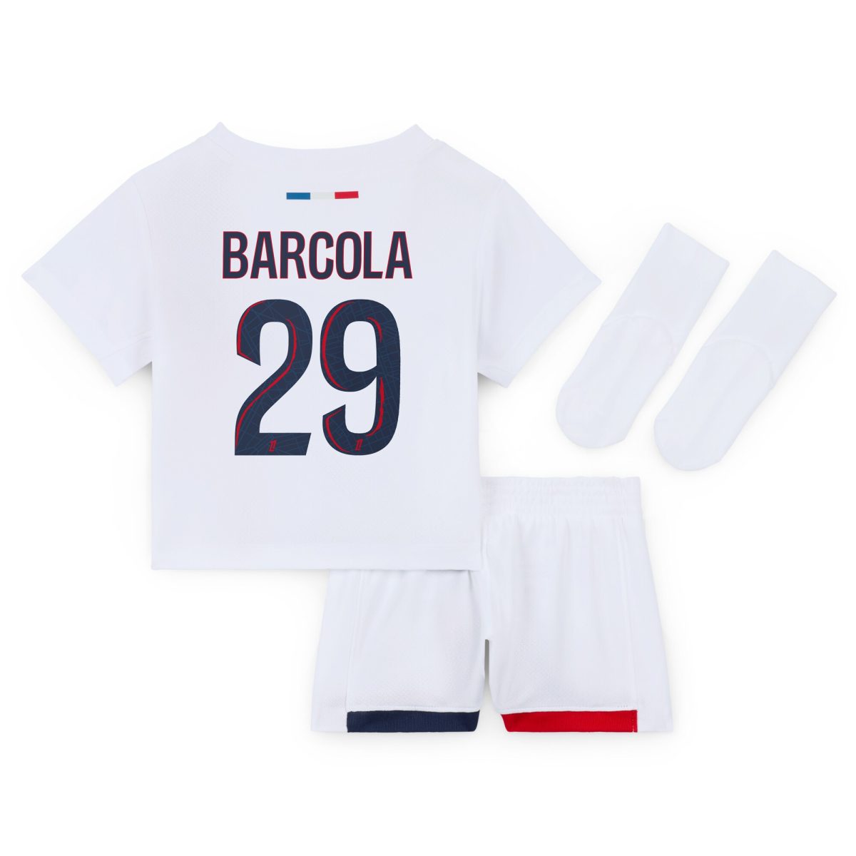 tenue exterieur psg nike 2425 – bebe avec flocage barcola 29 Série | Maillots et Vêtements PSG Exclusifs sur PSG Shop