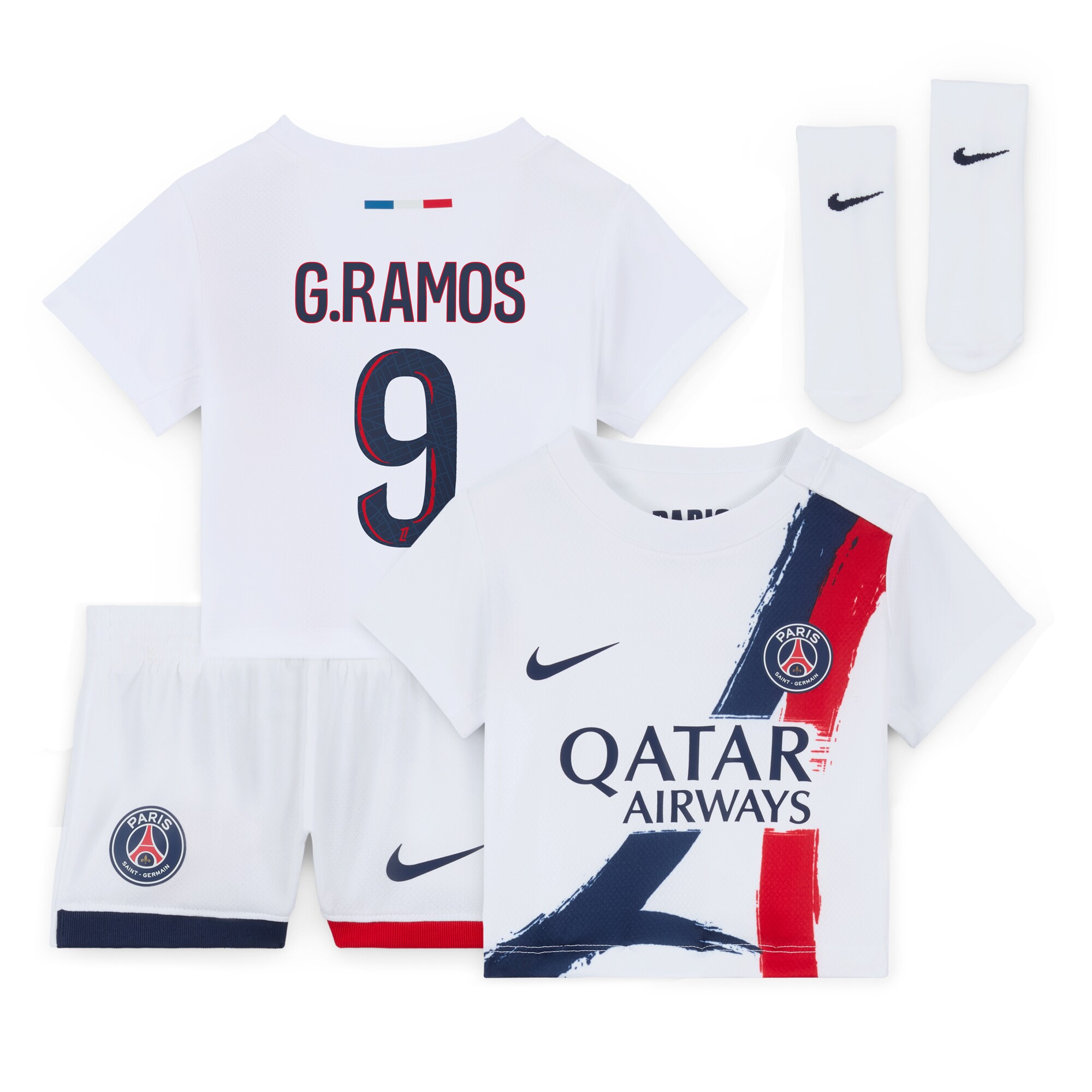 tenue exterieur psg nike 2425 – bebe avec flocage g.ramos 9 Série | Maillots et Vêtements PSG Exclusifs sur PSG Shop
