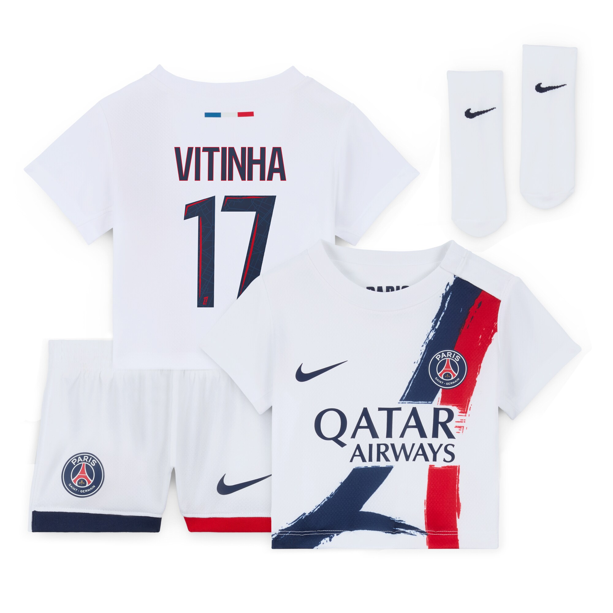 tenue exterieur psg nike 2425 – bebe avec flocage vitinha 17 Série | Maillots et Vêtements PSG Exclusifs sur PSG Shop