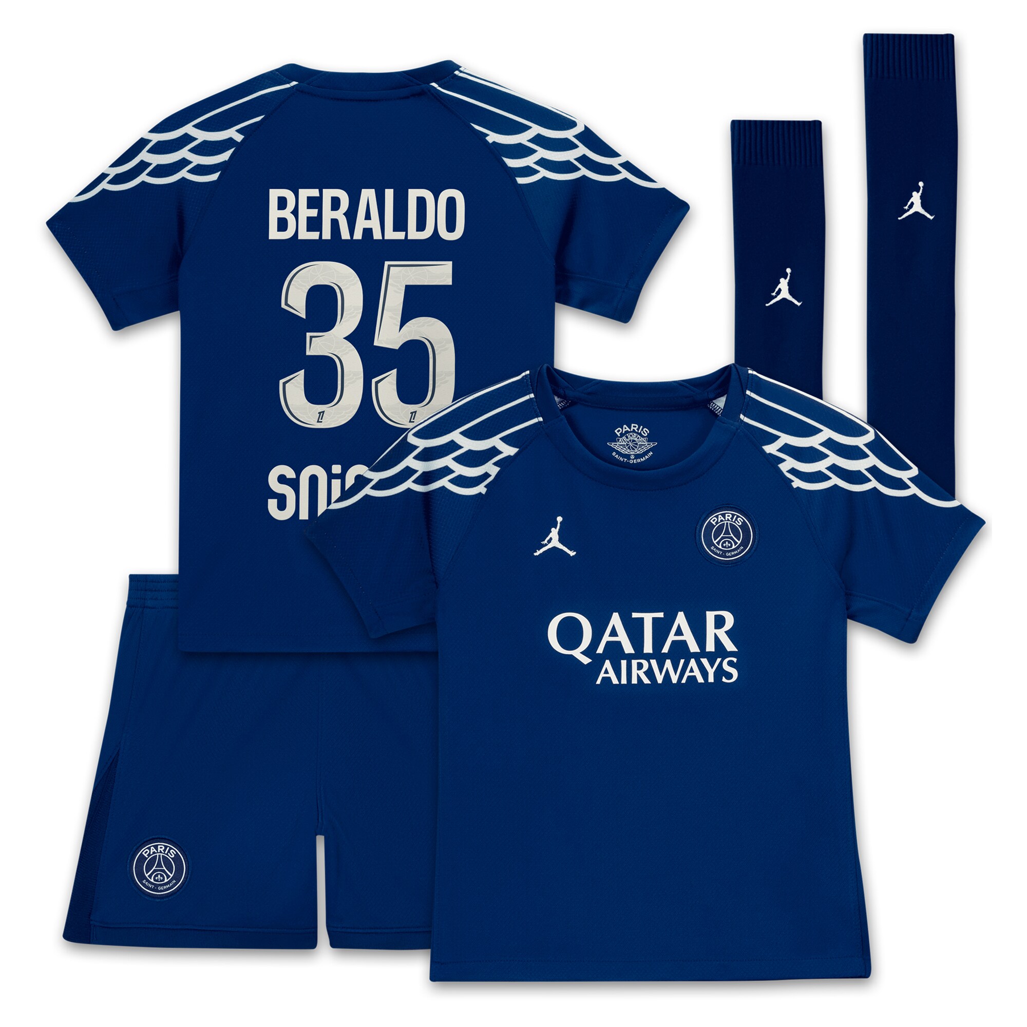 tenue fourth stadium psg jordan 2024-25 – jeune enfant avec flocage beraldo 35 Série | Maillots et Vêtements PSG Exclusifs sur PSG Shop