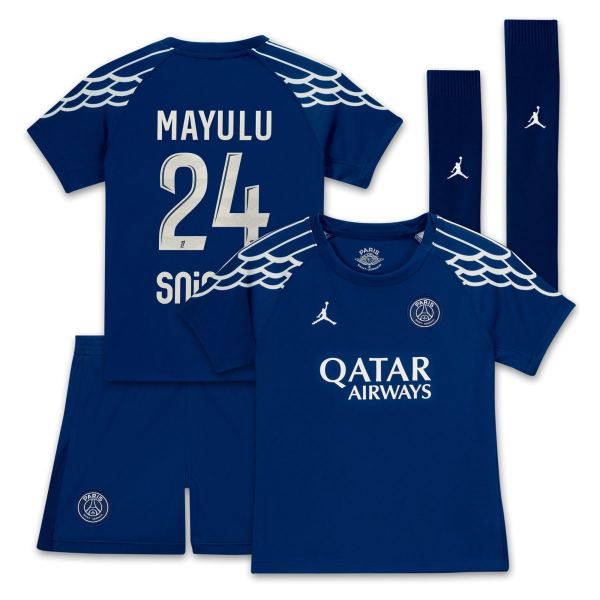 tenue fourth stadium psg jordan 2024-25 – jeune enfant avec flocage mayulu 24 Série | Maillots et Vêtements PSG Exclusifs sur PSG Shop