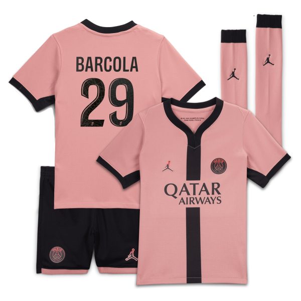 tenue third psg jordan 2425 – jeune enfant avec flocage barcola 29 Série | Maillots et Vêtements PSG Exclusifs sur PSG Shop