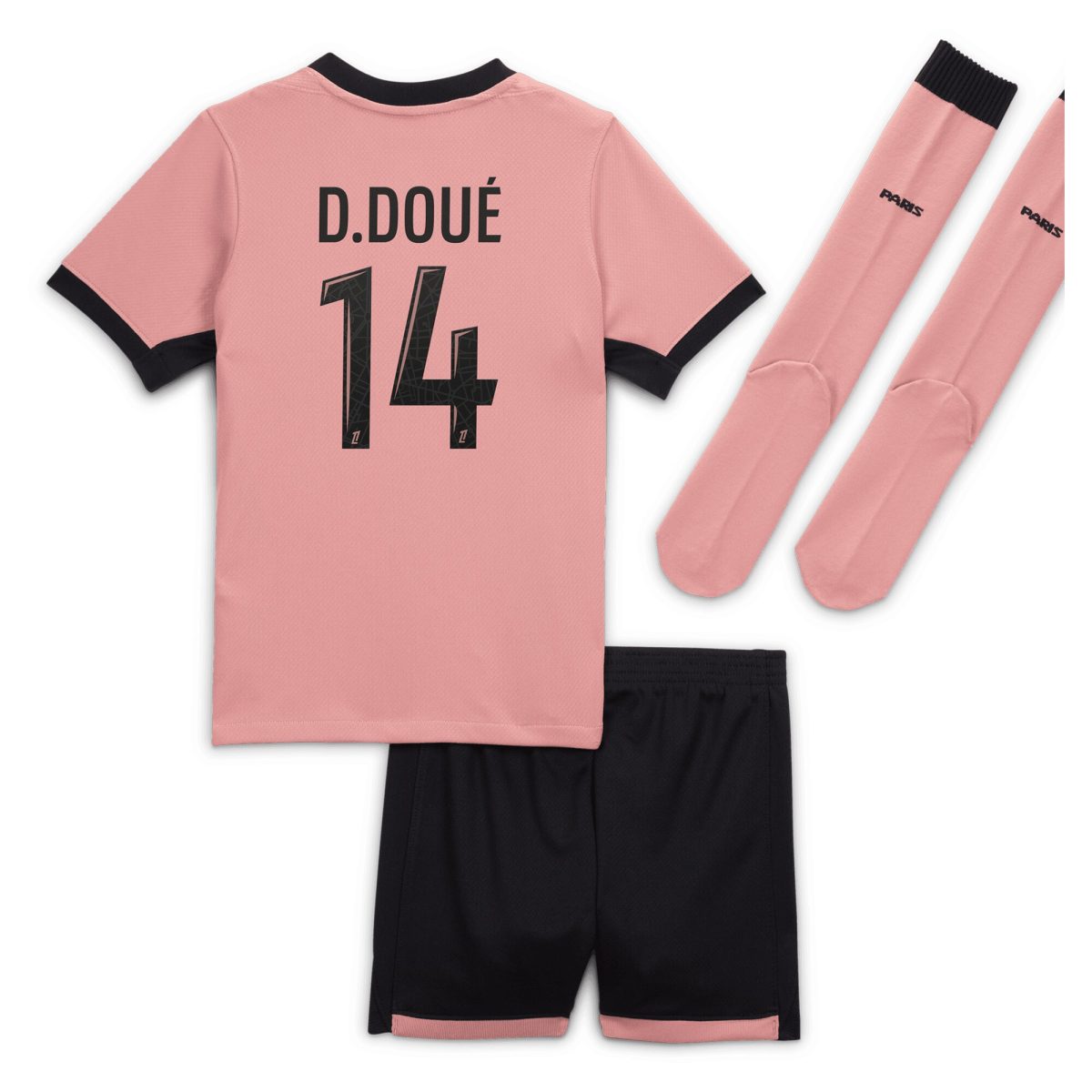tenue third psg jordan 2425 – jeune enfant avec flocage d.doue 14 Série | Maillots et Vêtements PSG Exclusifs sur PSG Shop