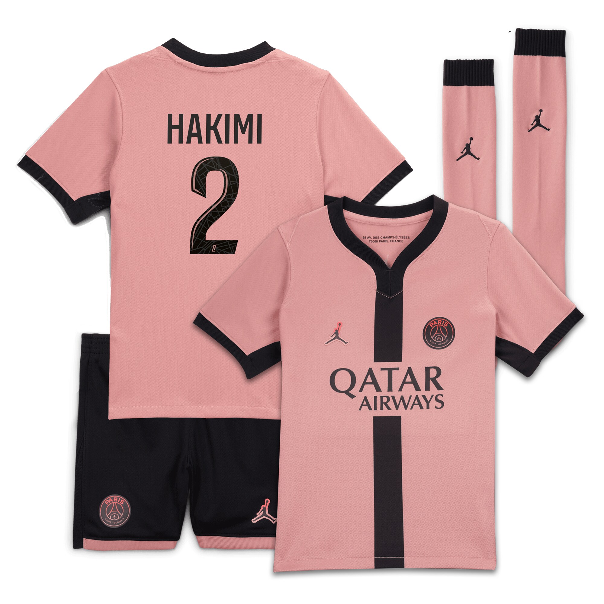 tenue third psg jordan 2425 – jeune enfant avec flocage hakimi 2 Série | Maillots et Vêtements PSG Exclusifs sur PSG Shop