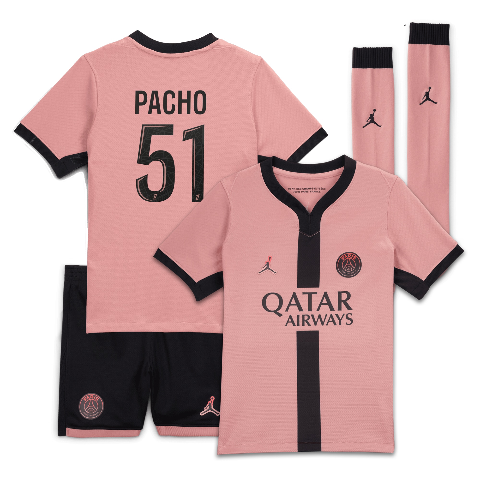 tenue third psg jordan 2425 – jeune enfant avec flocage pacho 51 Série | Maillots et Vêtements PSG Exclusifs sur PSG Shop